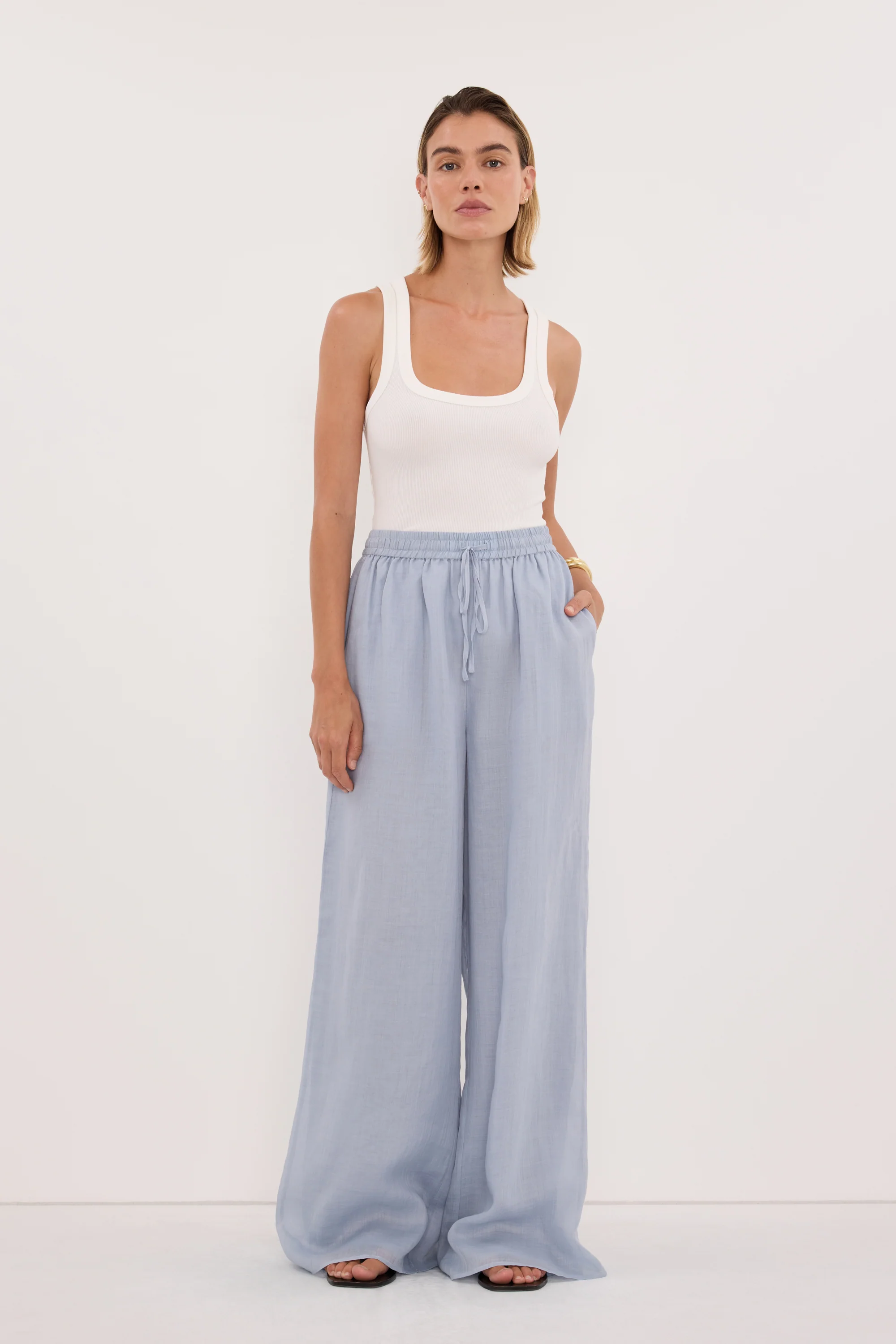 GINNY DUSTY BLUE RAMIE PANT - Image 5