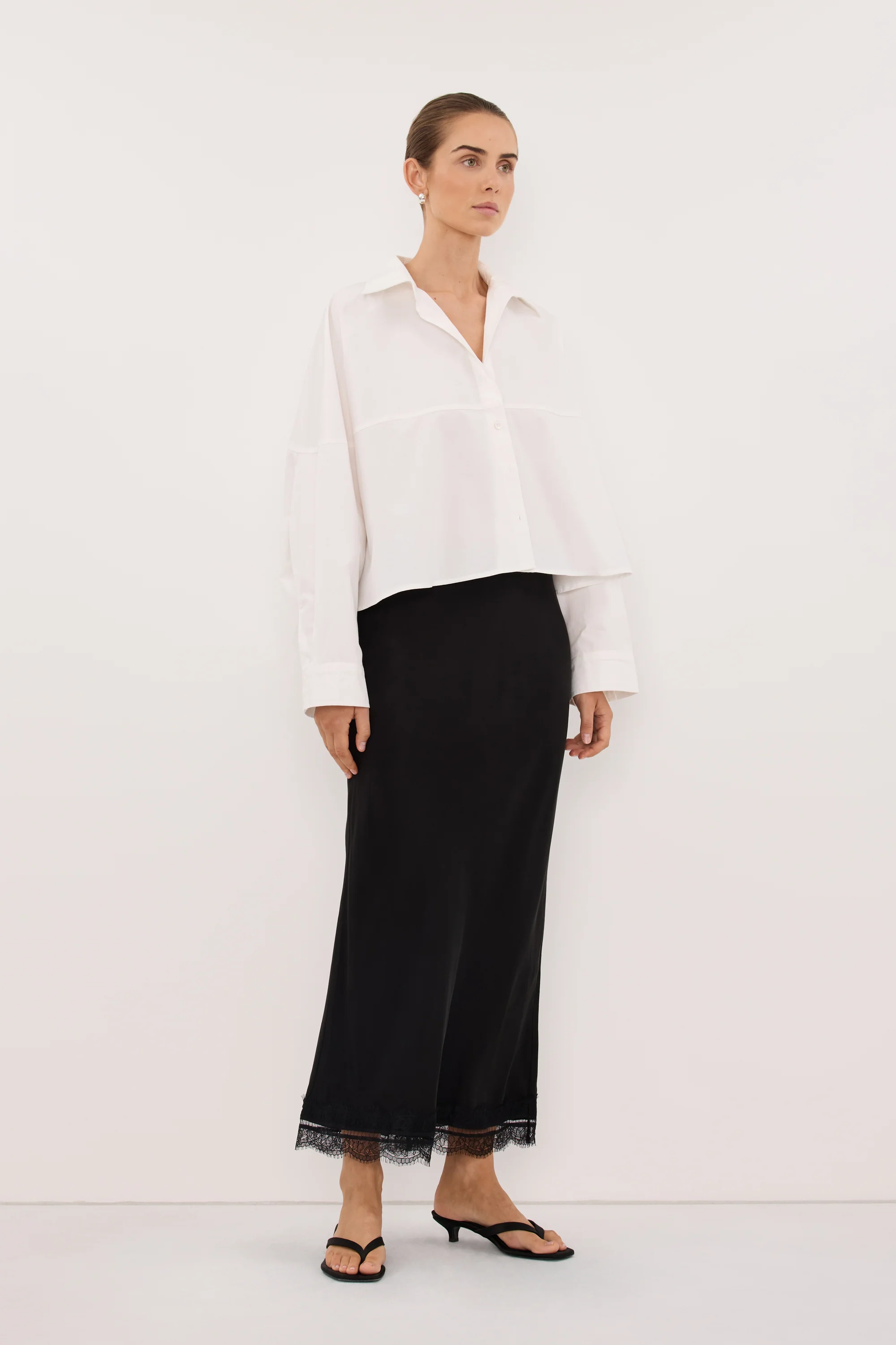 GOLDIE WHITE CROPPED COTTON SHIRT - Image 3