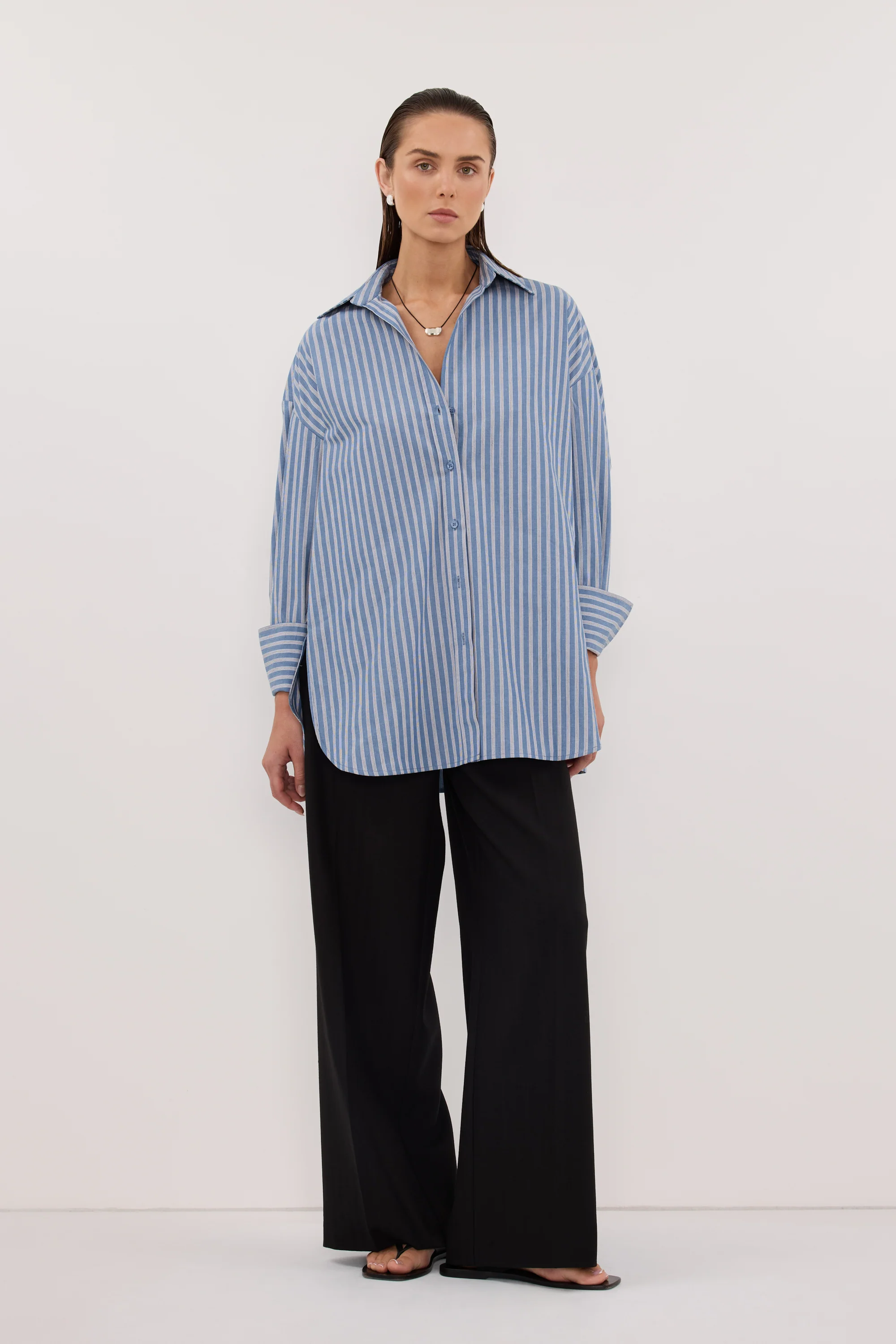 GRACIE LONG SLEEVE BLUE STRIPE SHIRT