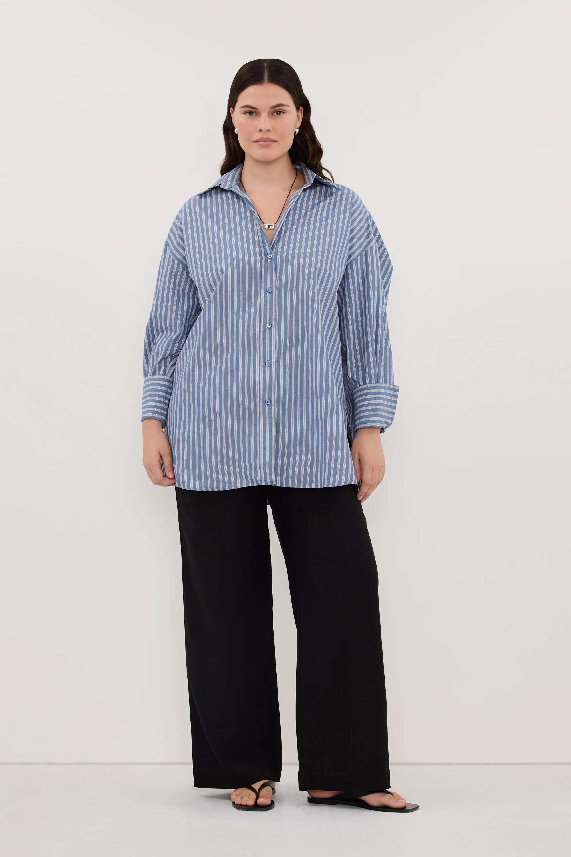 GRACIE LONG SLEEVE BLUE STRIPE SHIRT - Image 6