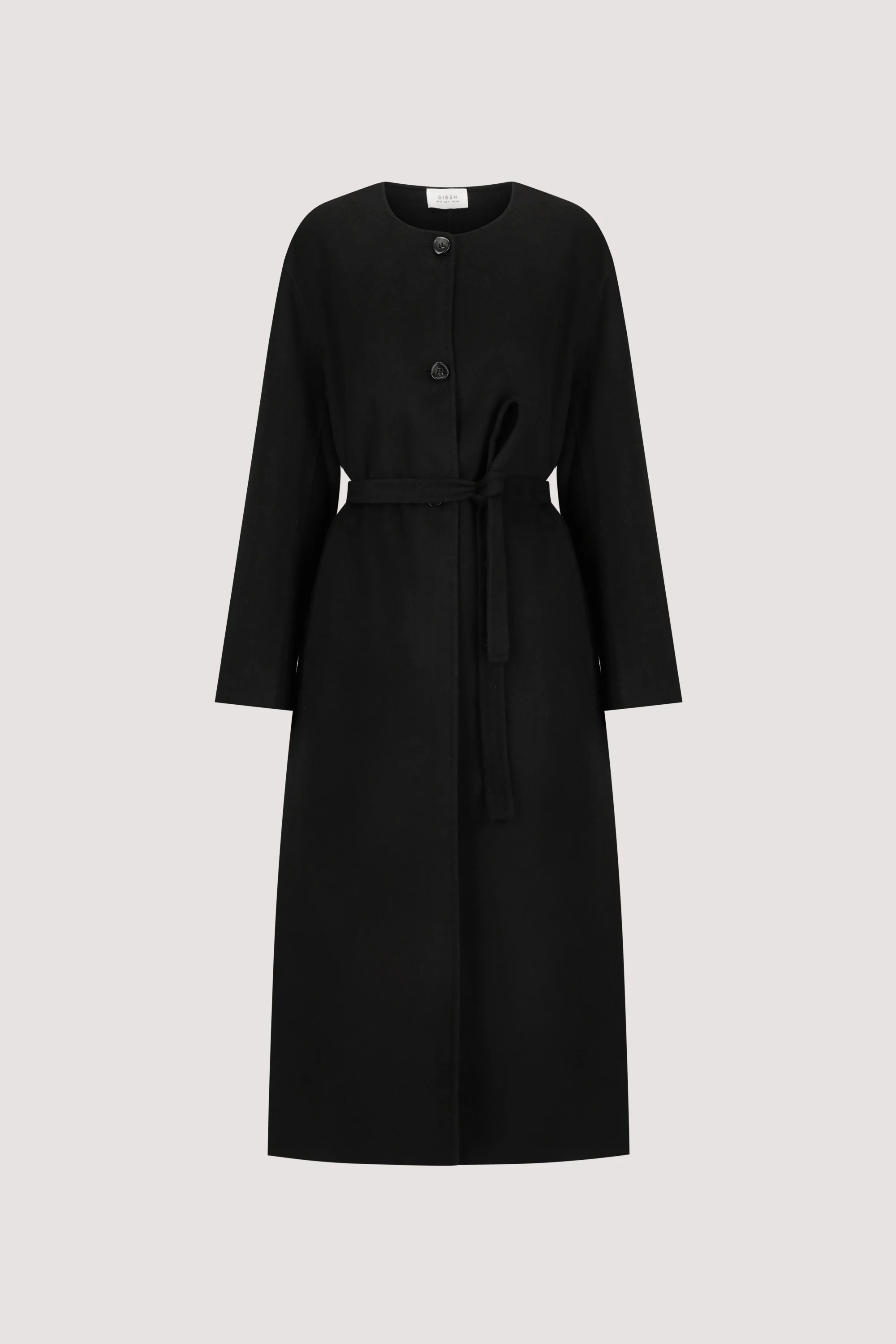 GRETA BLACK COLLARLESS WOOL BLEND COAT - Image 8