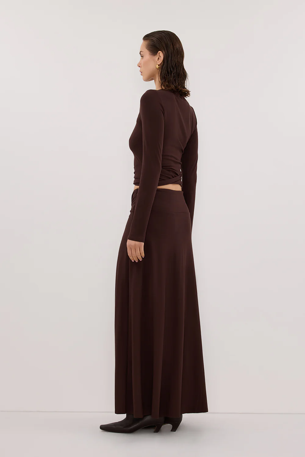 HADLEY CHOC LONG SLEEVE TWIST TOP - Image 6