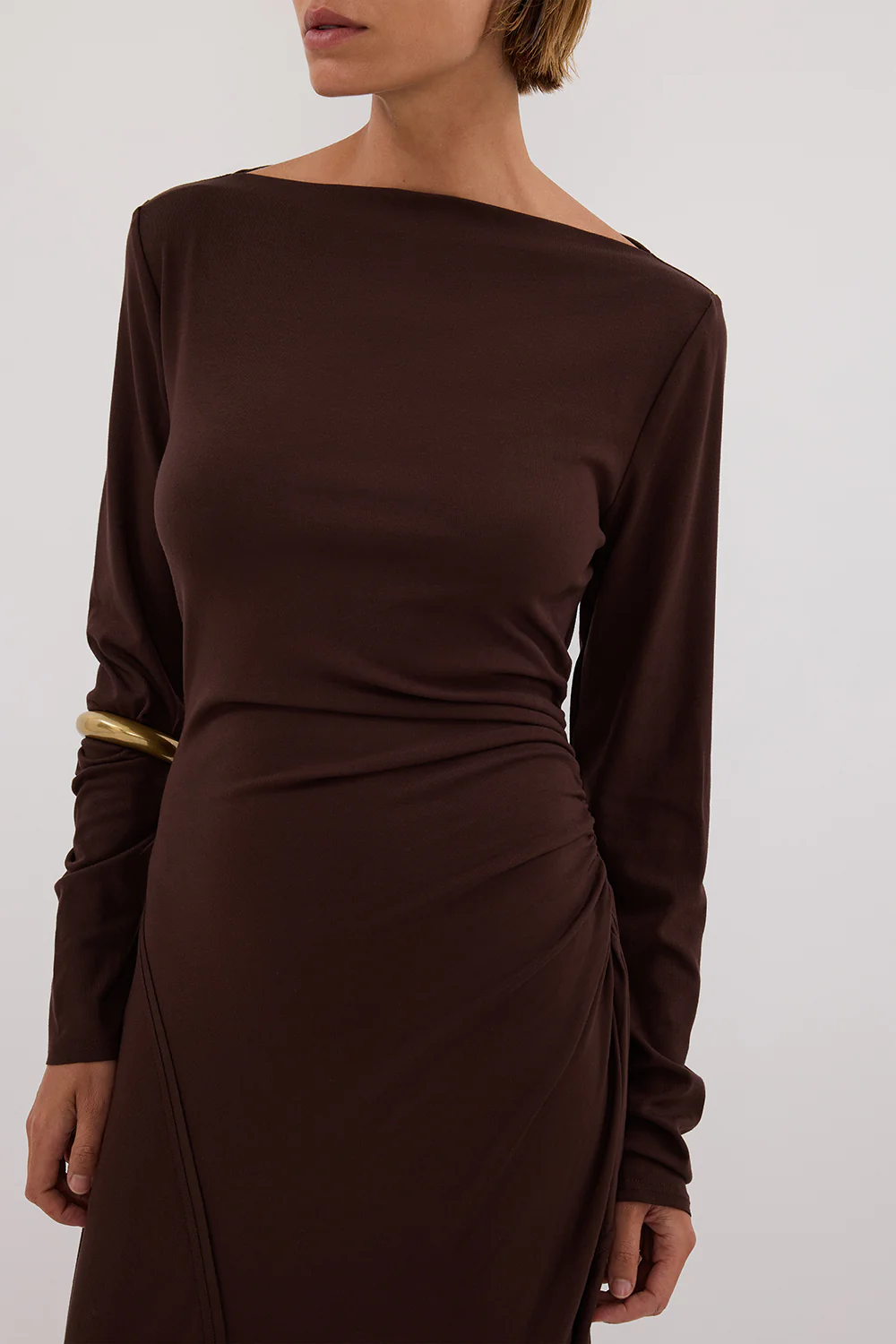 HADLEY CHOC LONG SLEEVE KNIT MAXI DRESS - Image 5