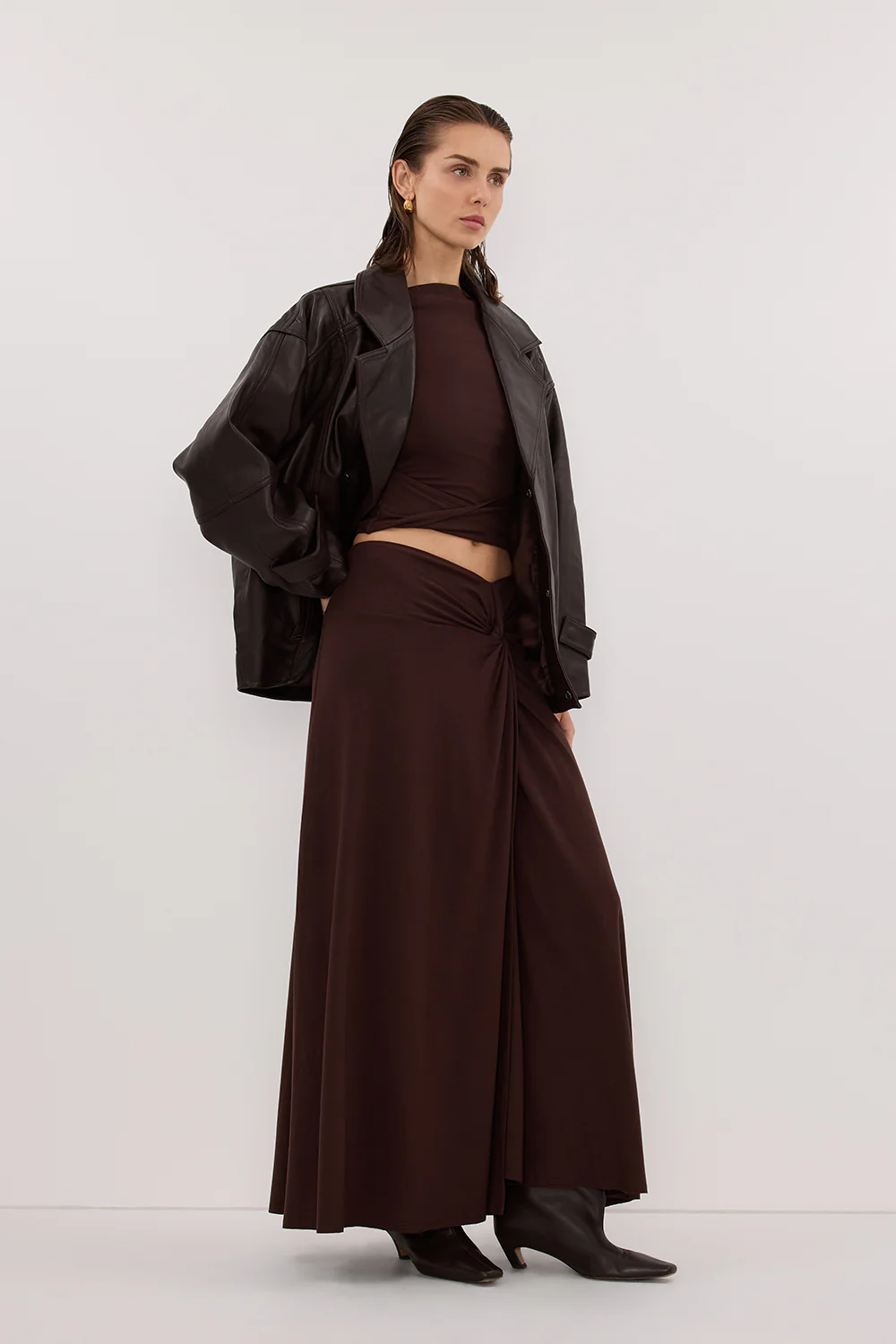 HADLEY CHOC TWIST MIDI SKIRT - Image 3