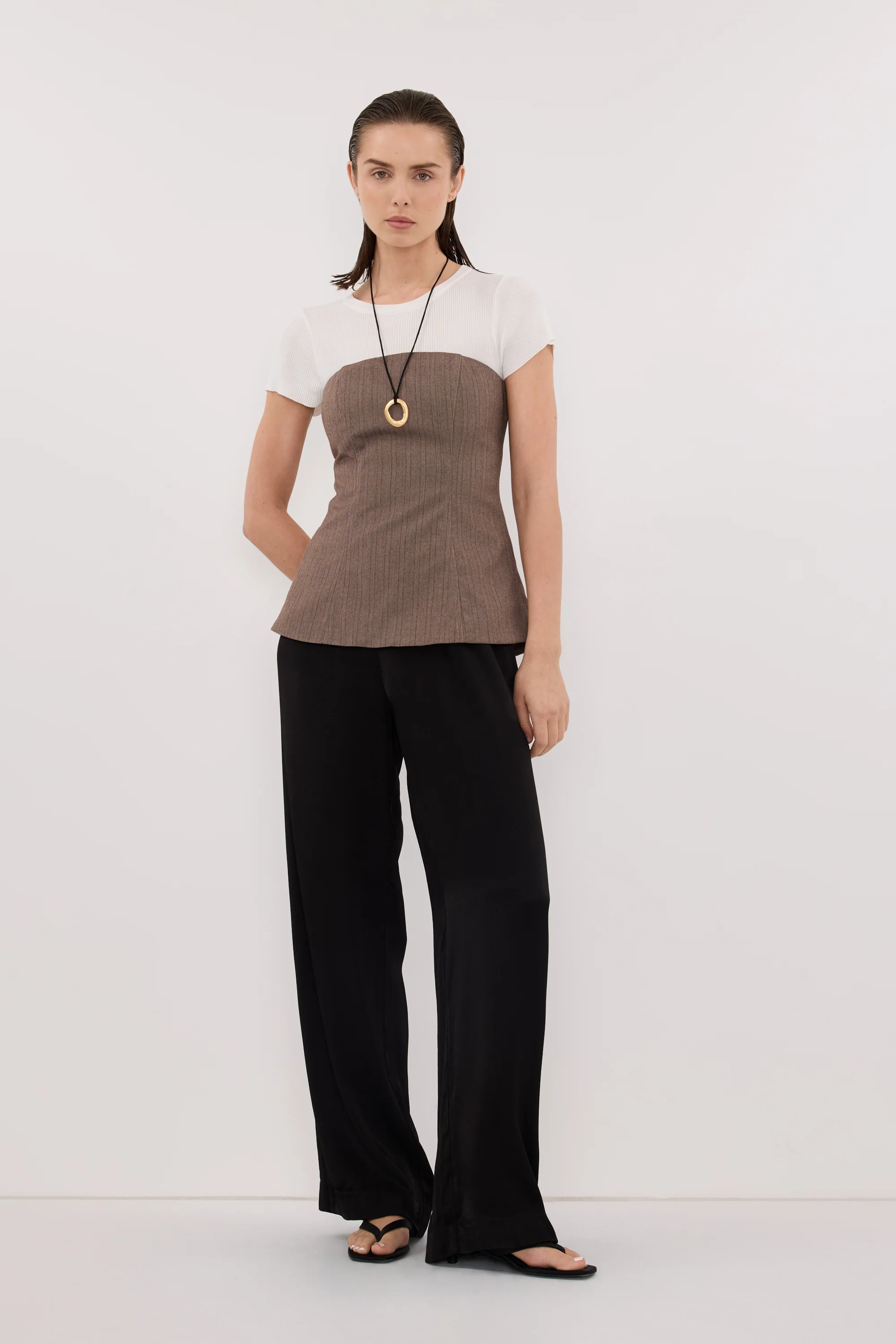 HAILEY CHOC STRAPLESS STRIPE BUSTIER TOP - Image 7