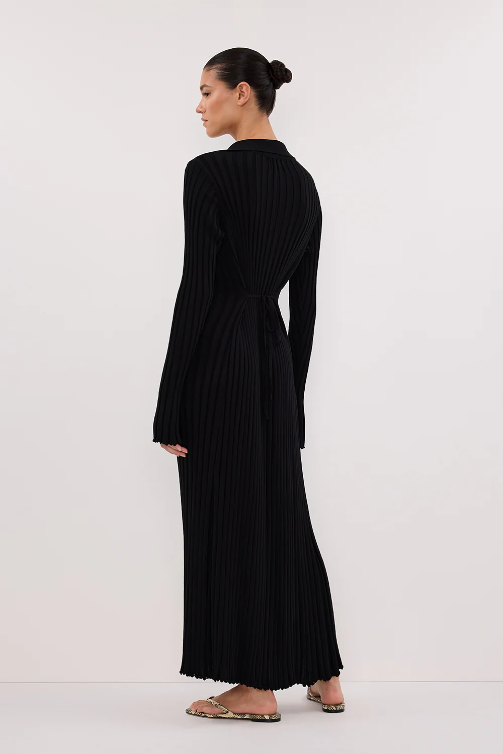 HAL BLACK LONG SLEEVE KNIT MIDI DRESS - Image 4