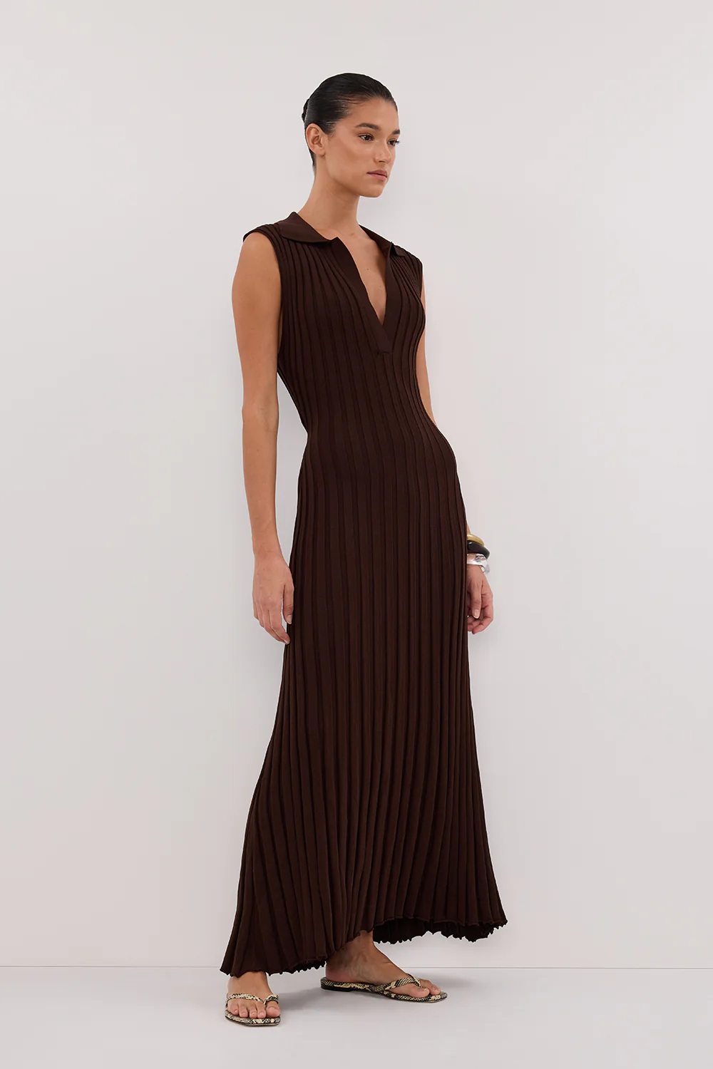 HAL CHOC SLEEVELESS KNIT MAXI DRESS - Image 3
