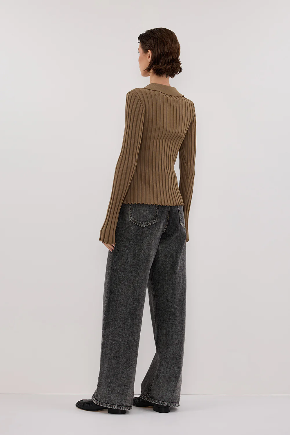 HAL OLIVE POLO LONG SLEEVE KNIT TOP - Image 4