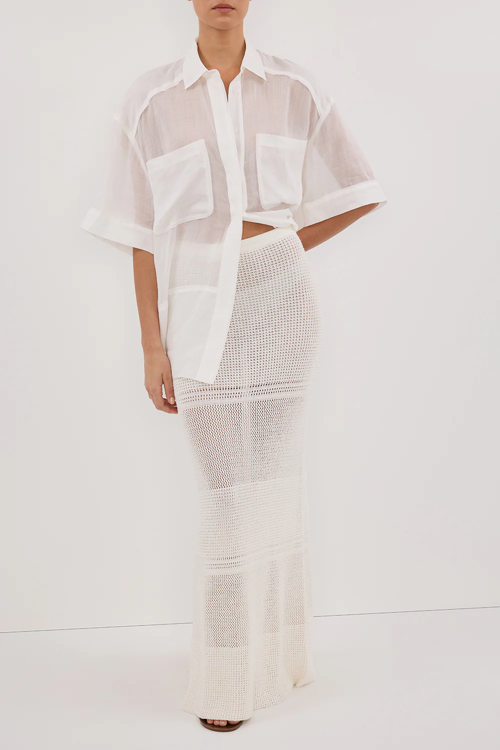 HALLIE OFF WHITE CROCHET MAXI SKIRT - Image 2