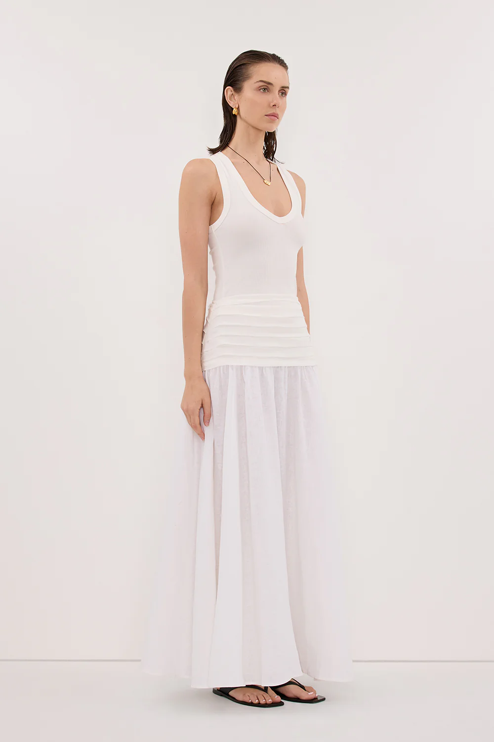 HALLIE WHITE LINEN MIDI SKIRT - Image 2
