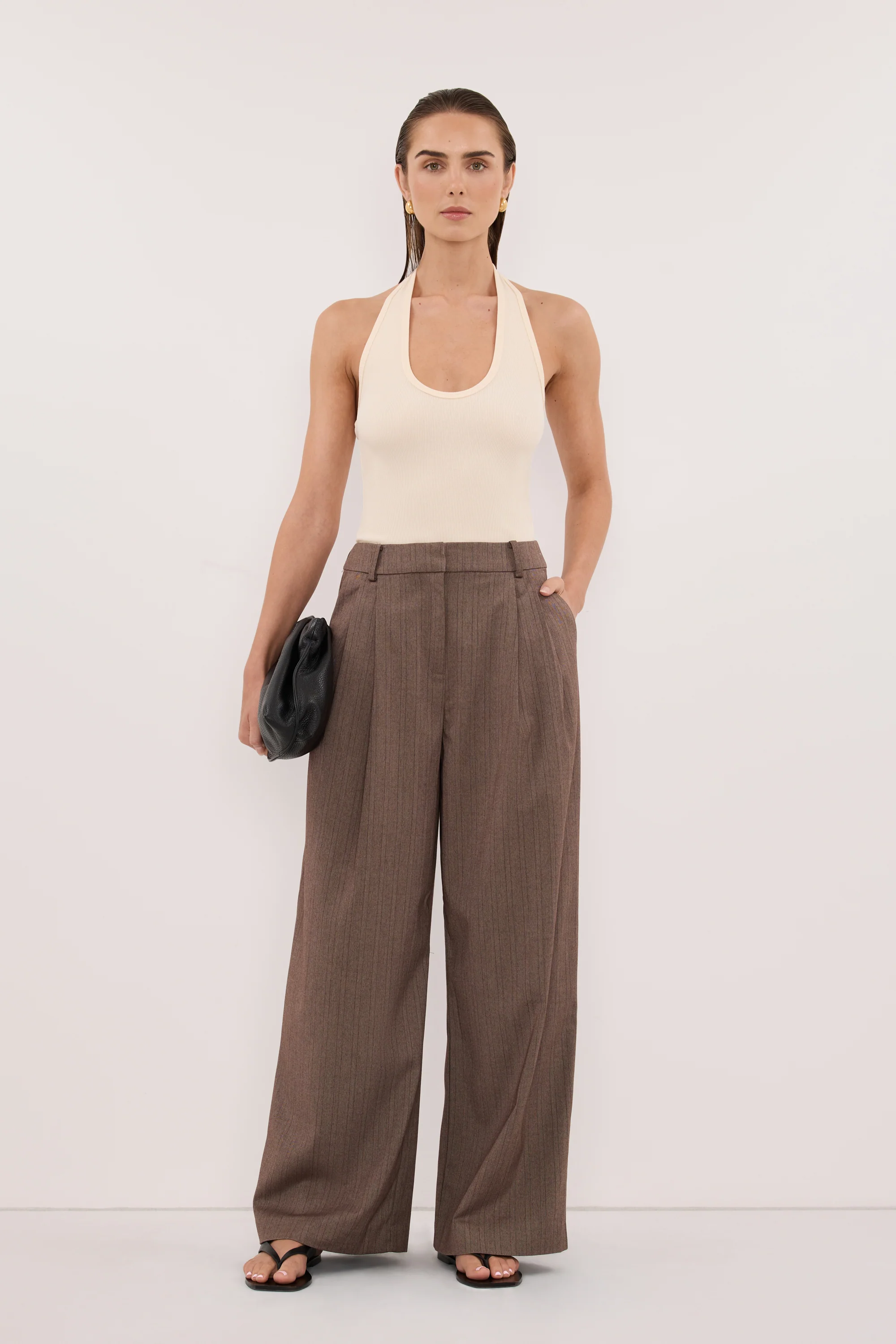 HARLAN SANDSTONE KNIT HALTER TOP