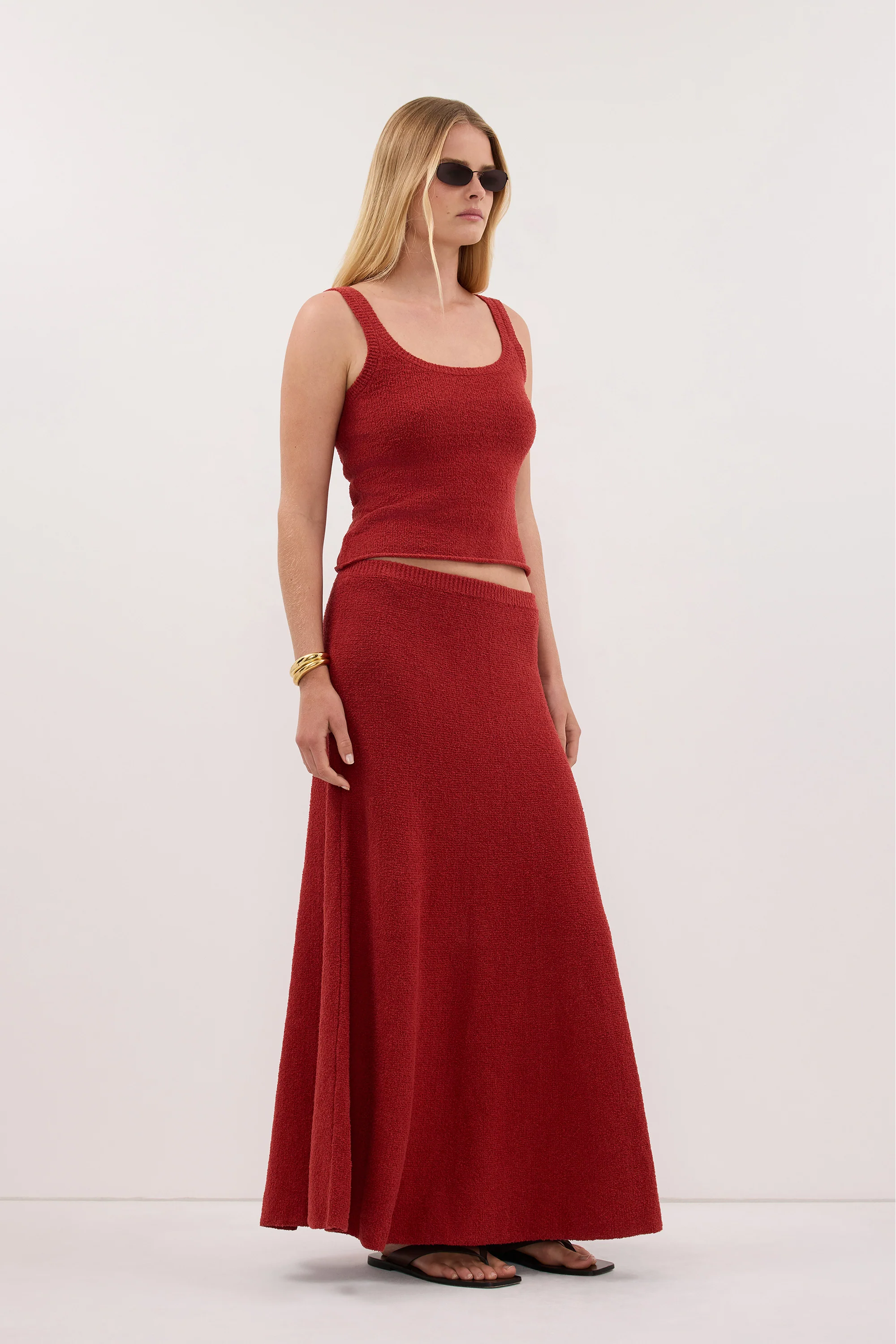 HARRIET BURNT RED KNIT MAXI SKIRT - Image 3