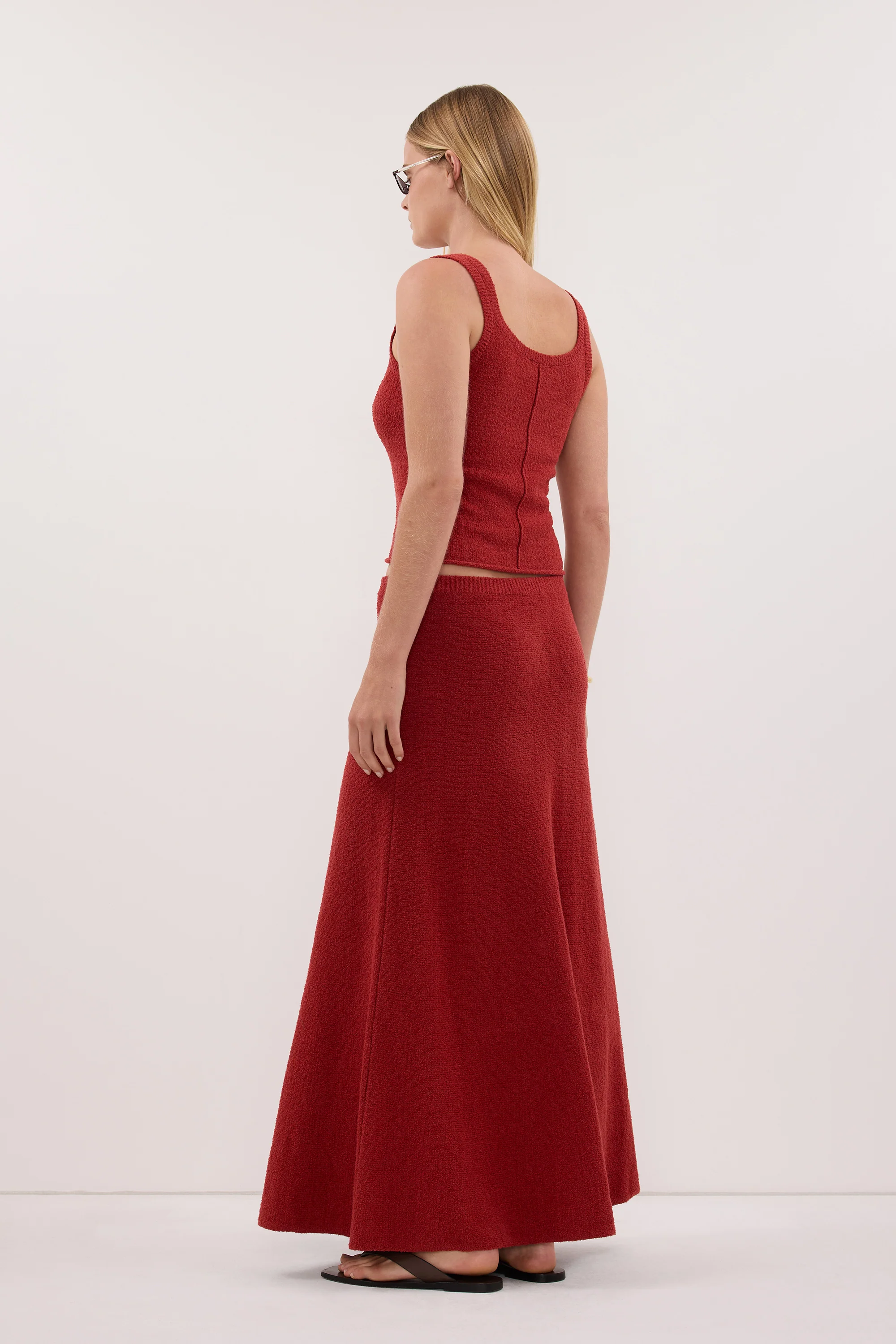 HARRIET BURNT RED KNIT MAXI SKIRT - Image 4