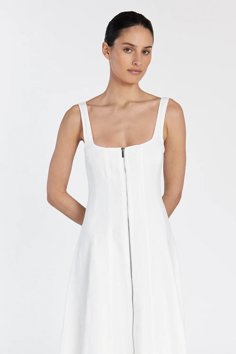 HARRIET WHITE LINEN MIDI DRESS - Image 2