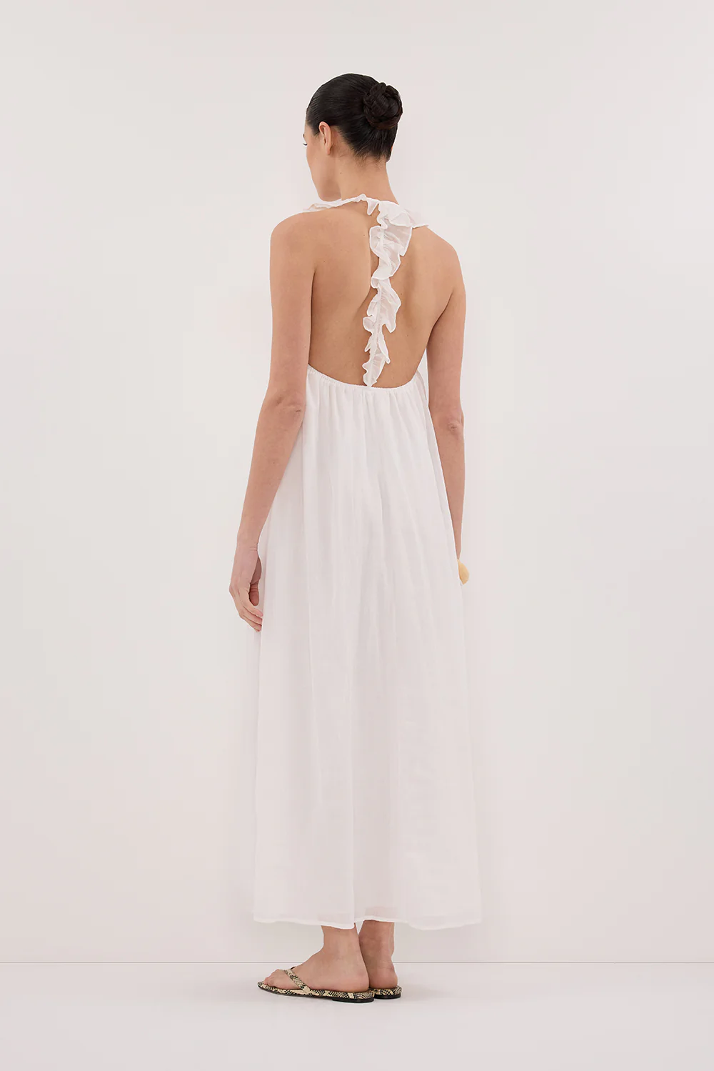HAZEL WHITE RAMIE SLEEVELESS MIDI DRESS - Image 4