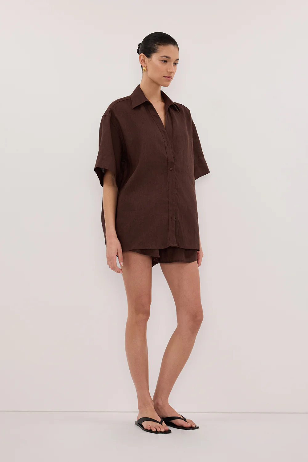 HELENA COCOA OVERSIZED LINEN SHIRT - Image 3