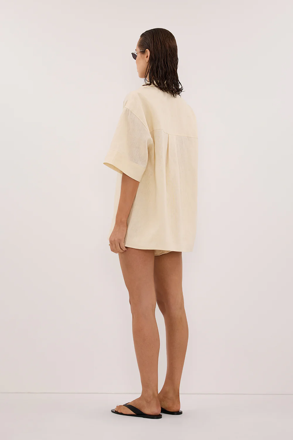 HELENA STRAW OVERSIZED LINEN SHIRT - Image 4
