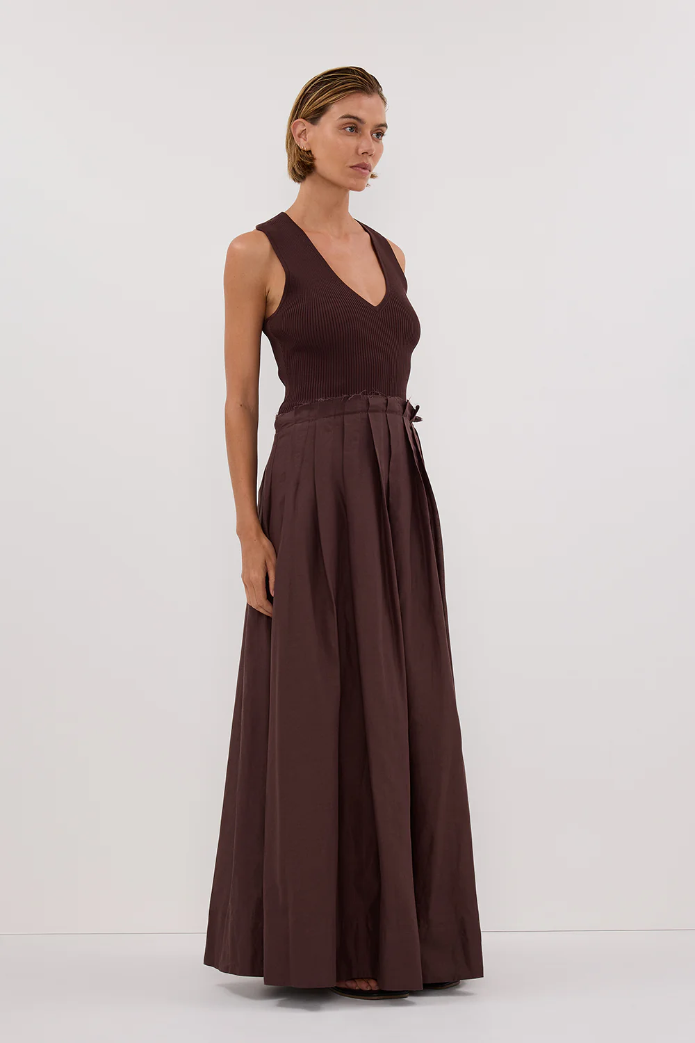 HOLLY BITTER CHOC HYBRID MIDI DRESS - Image 4