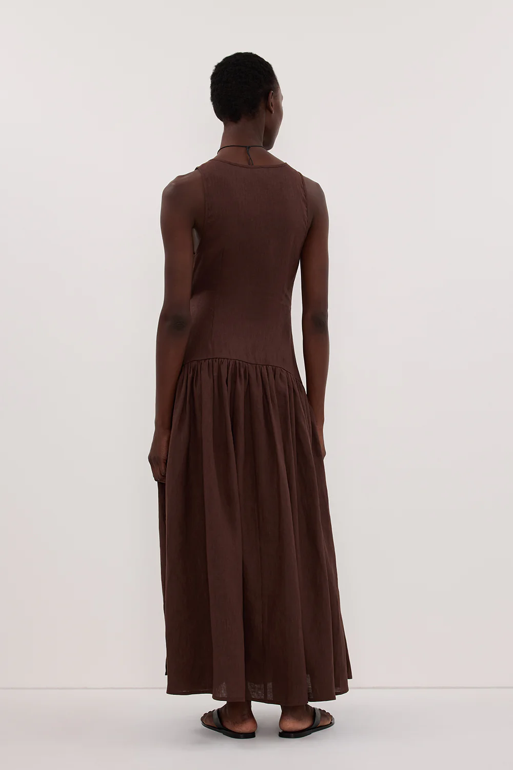 ILIO COCOA SLEEVELESS LINENÂ WRAP MIDI DRESS - Image 4