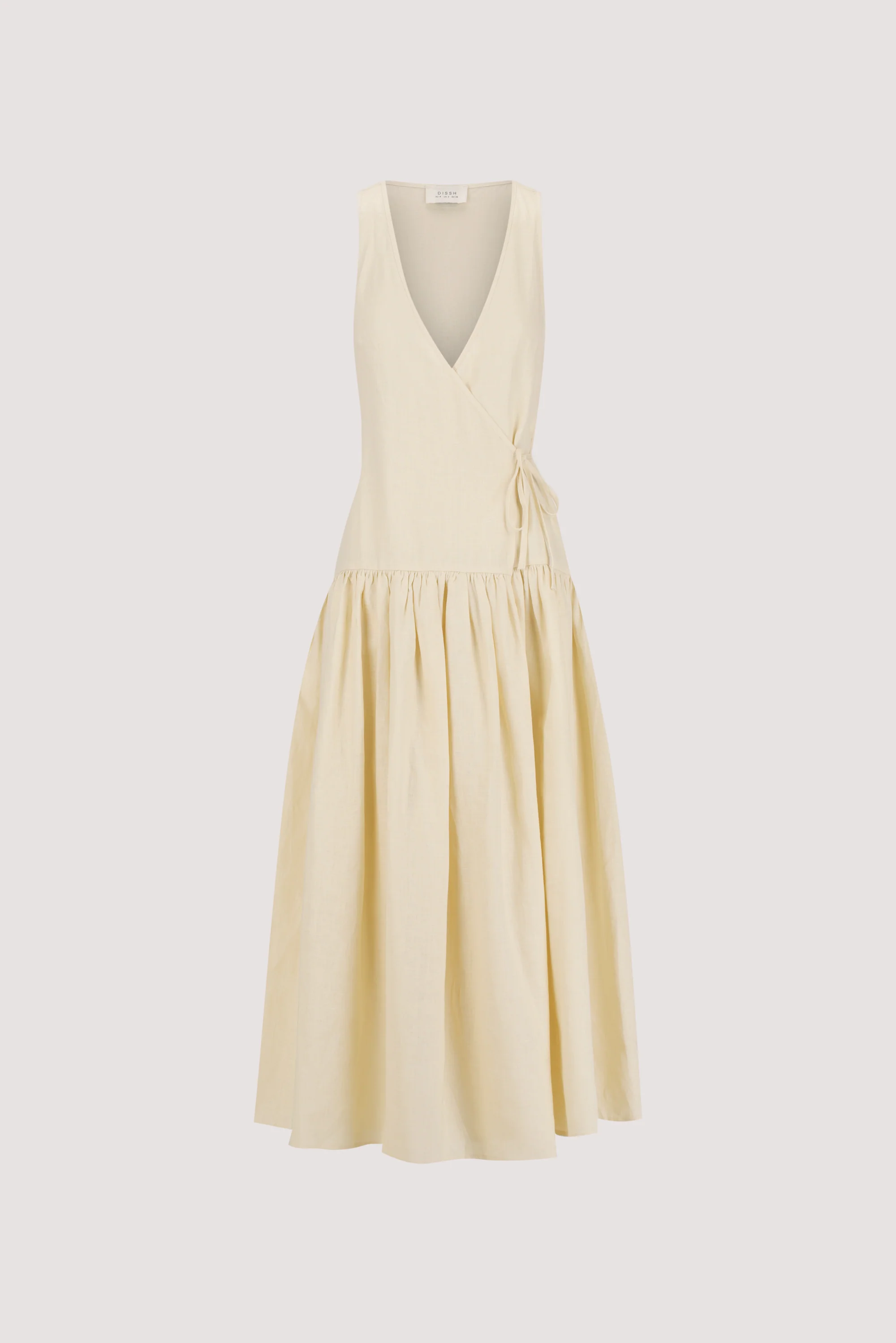 ILIO STRAW SLEEVELESS LINEN WRAP MIDI DRESS - Image 6