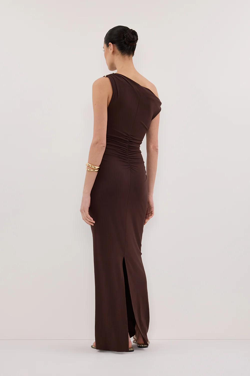 INEZ CHOC ASYM KNIT MIDI DRESS - Image 4