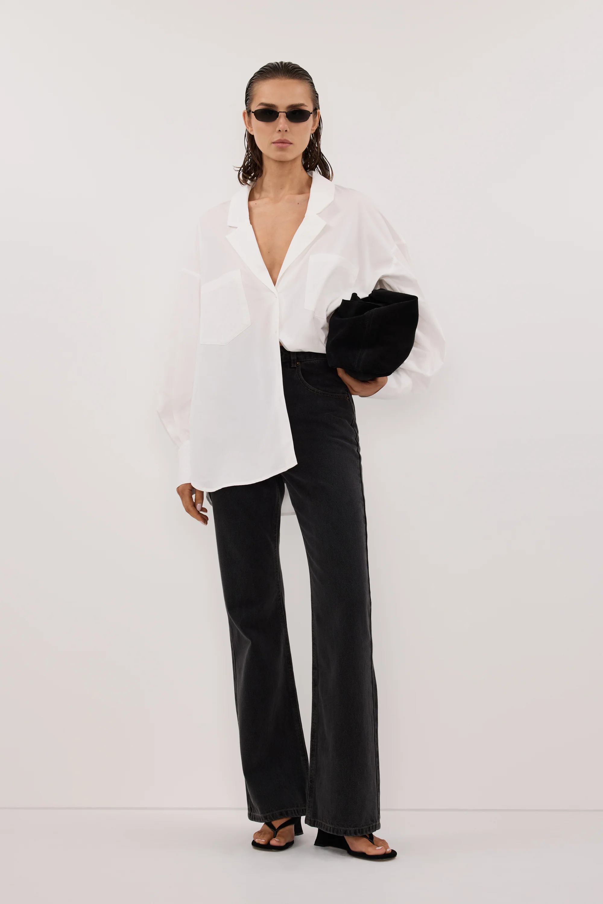 IRENE WHITE LONG SLEEVE NOTCH COLLAR SHIRT - Image 3
