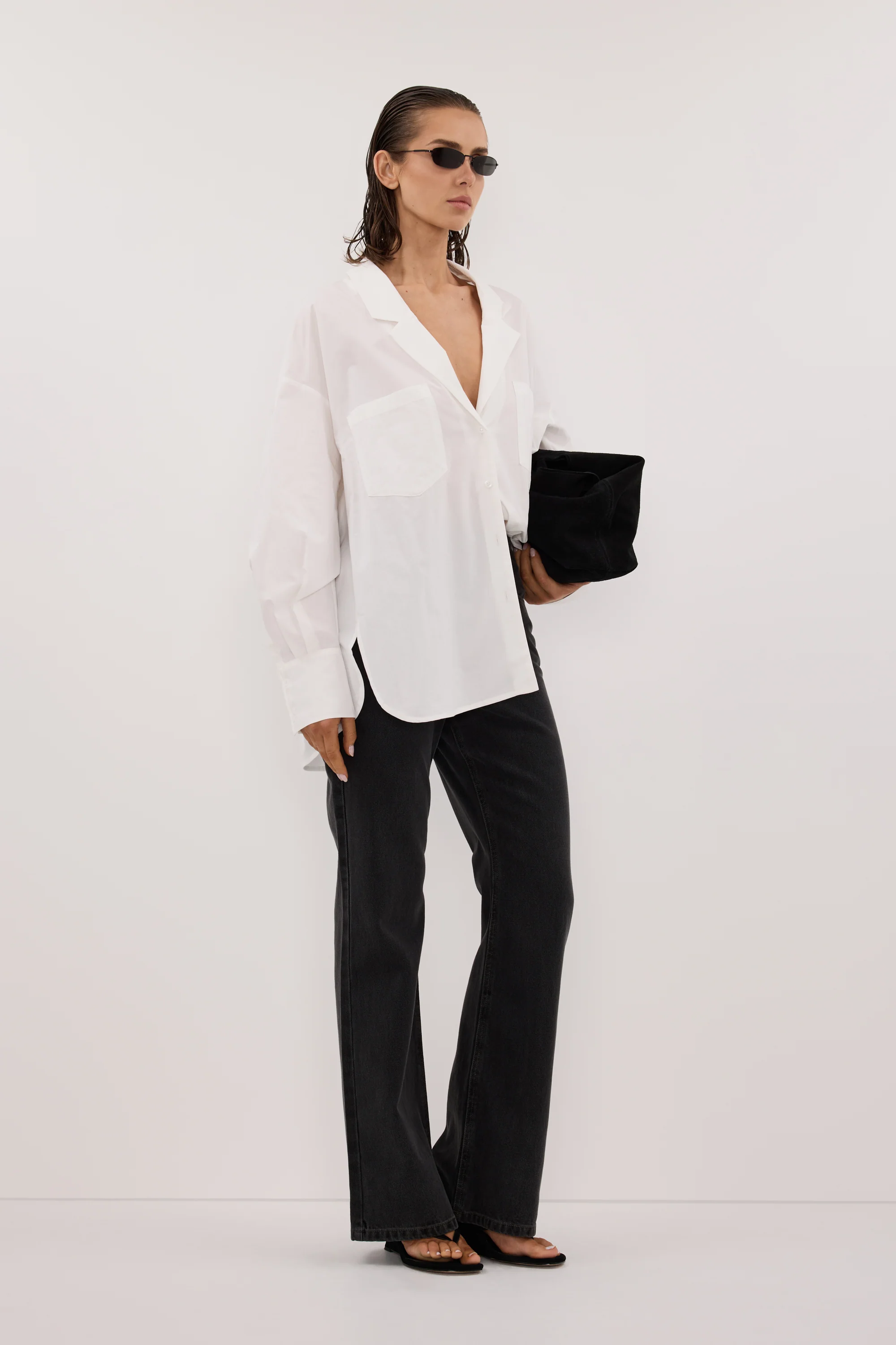 IRENE WHITE LONG SLEEVE NOTCH COLLAR SHIRT - Image 4