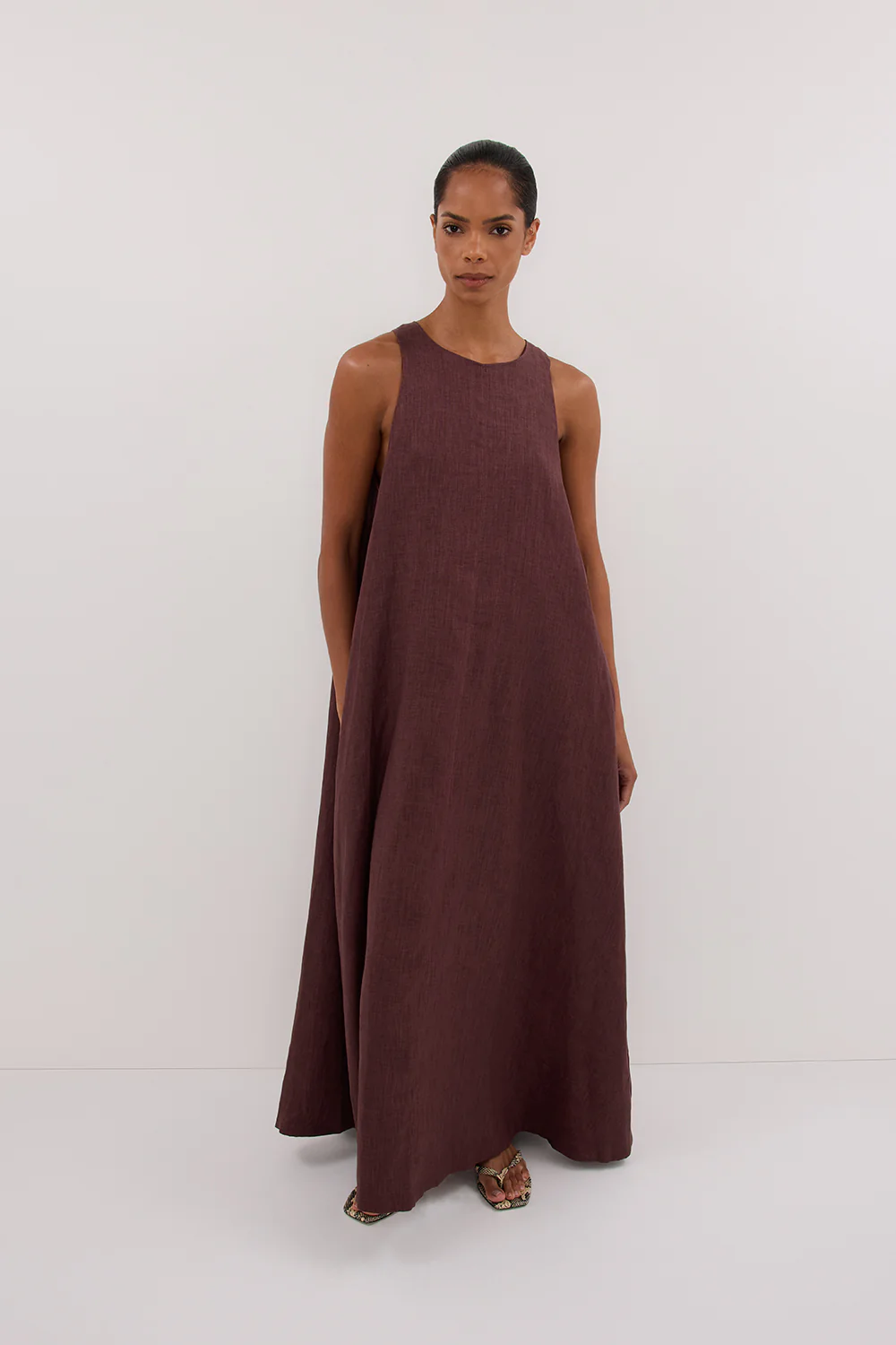ISABELLE WALNUT LINEN MIDI DRESS - Image 6