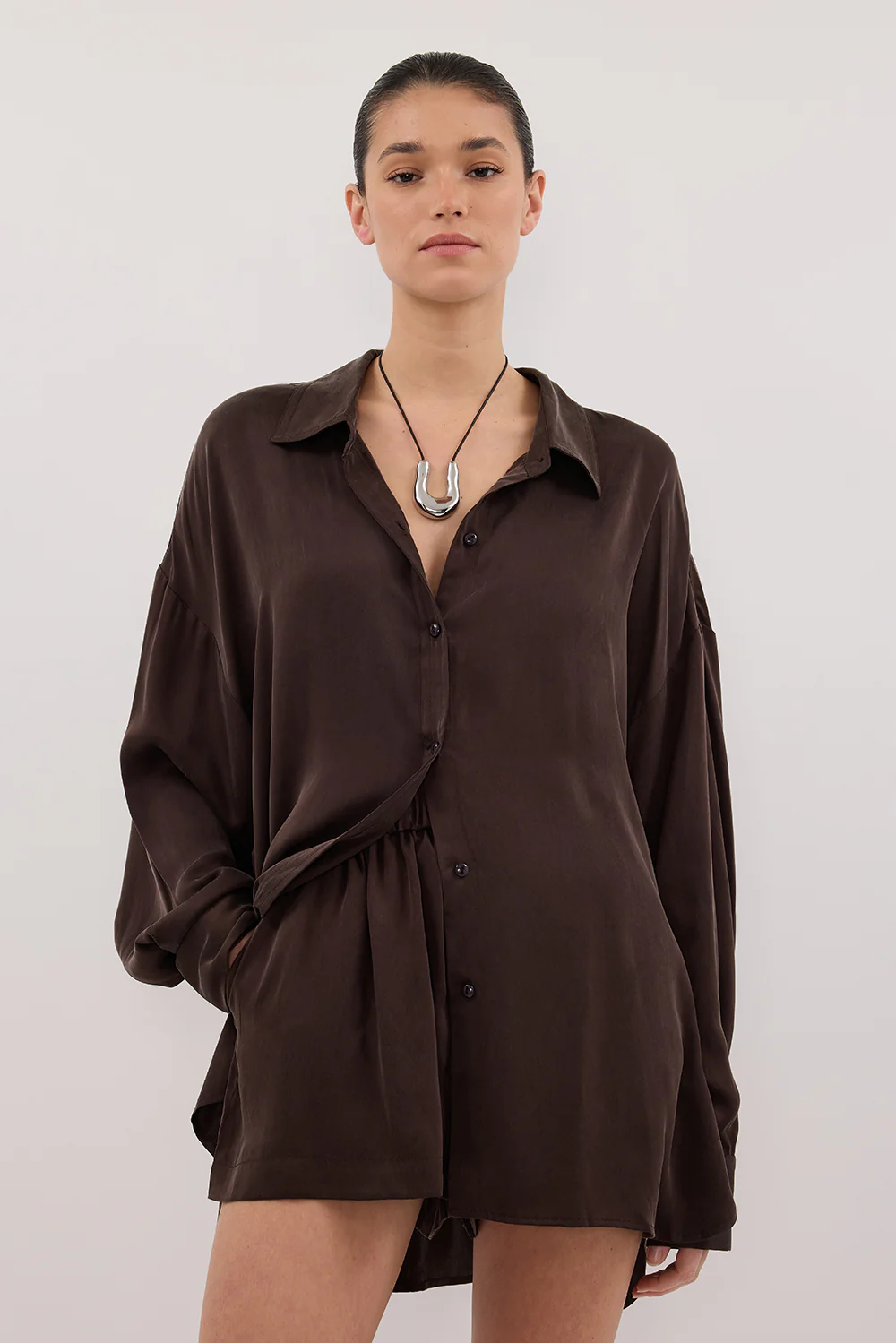 ISLA BITTER CHOC SILK SHORT - Image 2