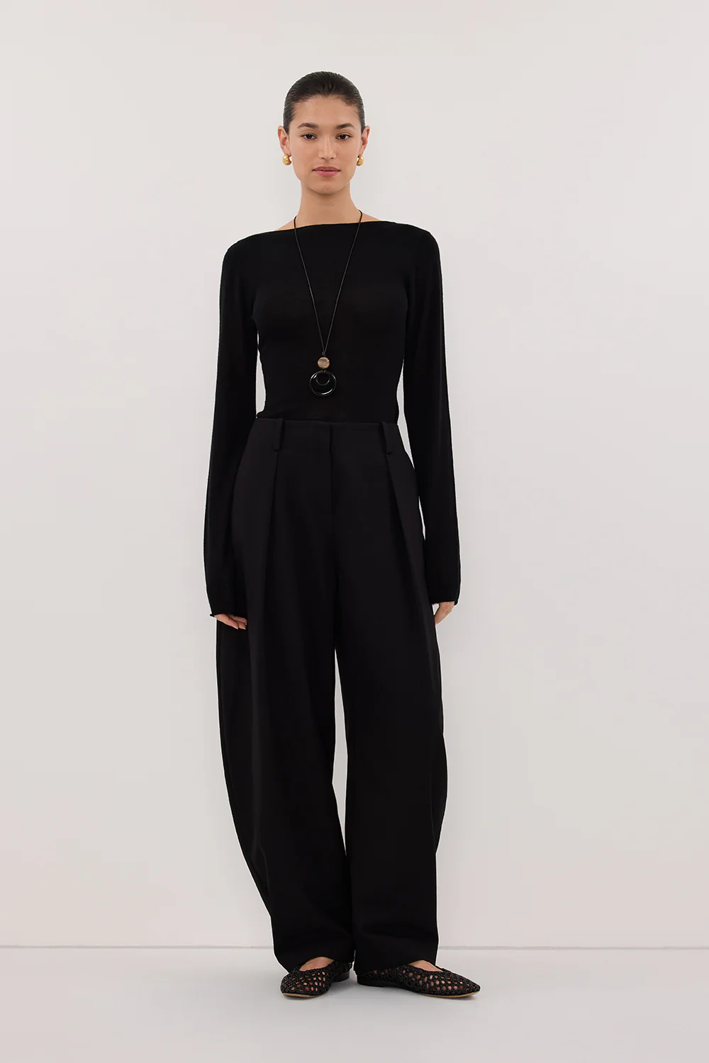 IVY BLACK MERINO LONG SLEEVE TOP - Image 5