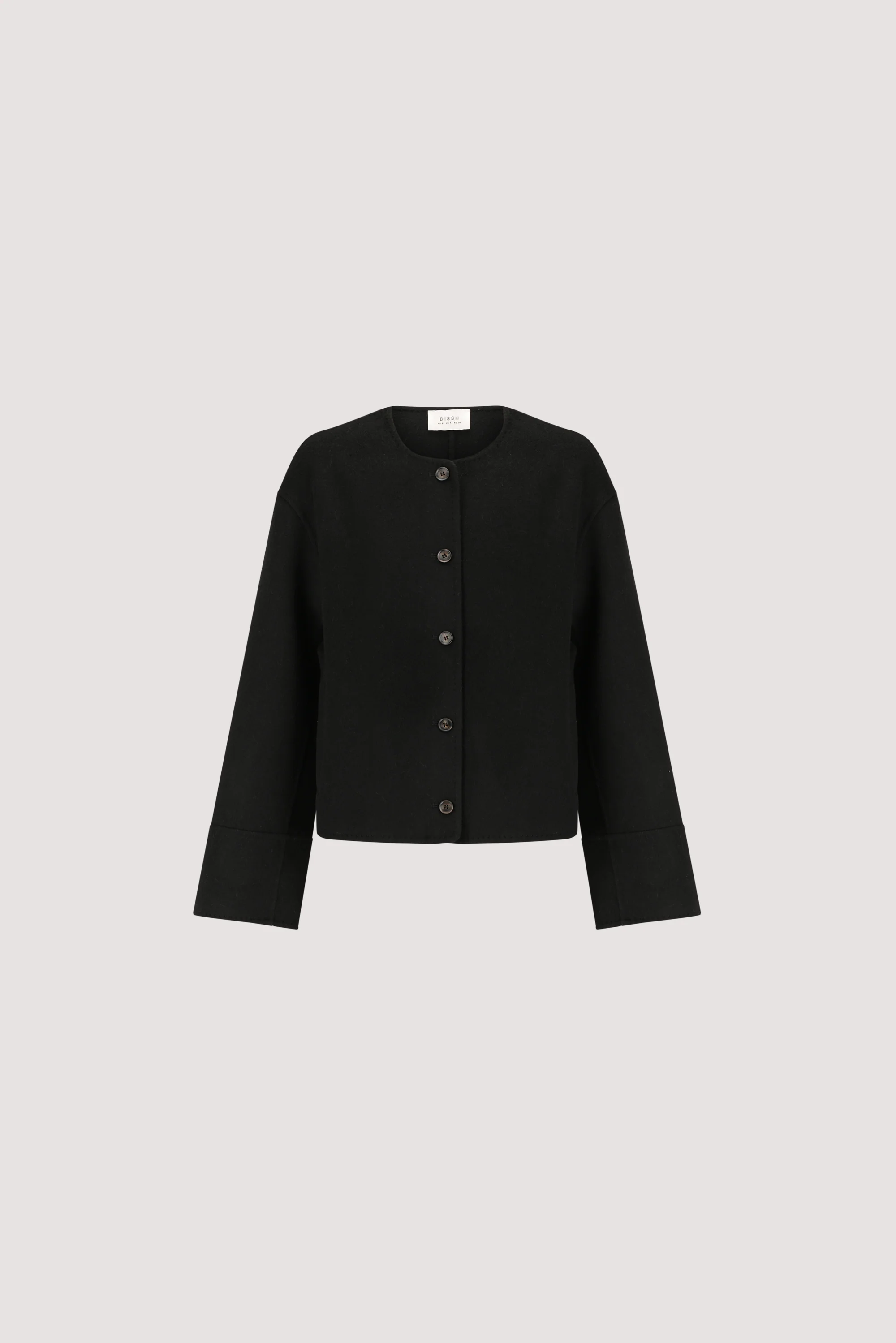JACLYN BLACK CROPPED WOOL BLEND COAT - Image 8