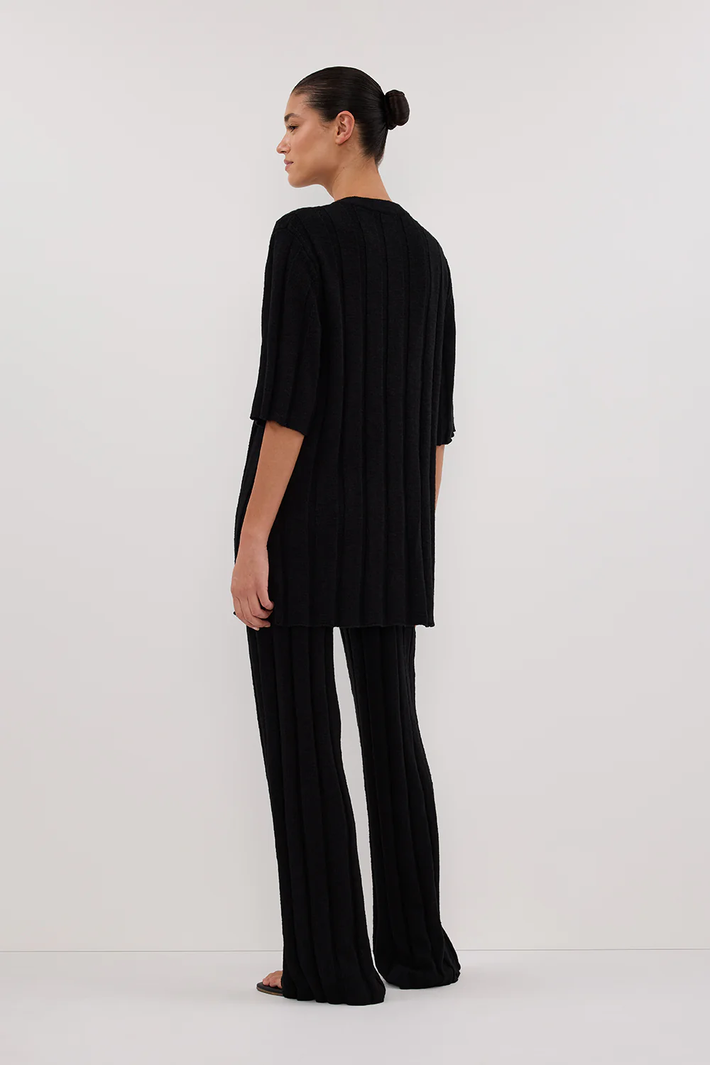 JAZZ BLACK WIDE LEG KNIT PANT - Image 4