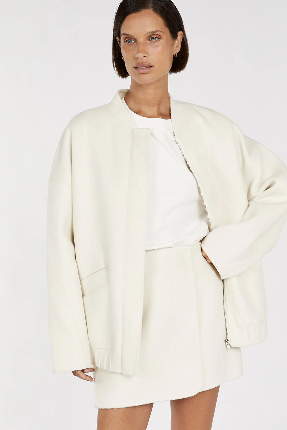 JERI CREAM WOOL BLEND MINI SKIRT - Image 2