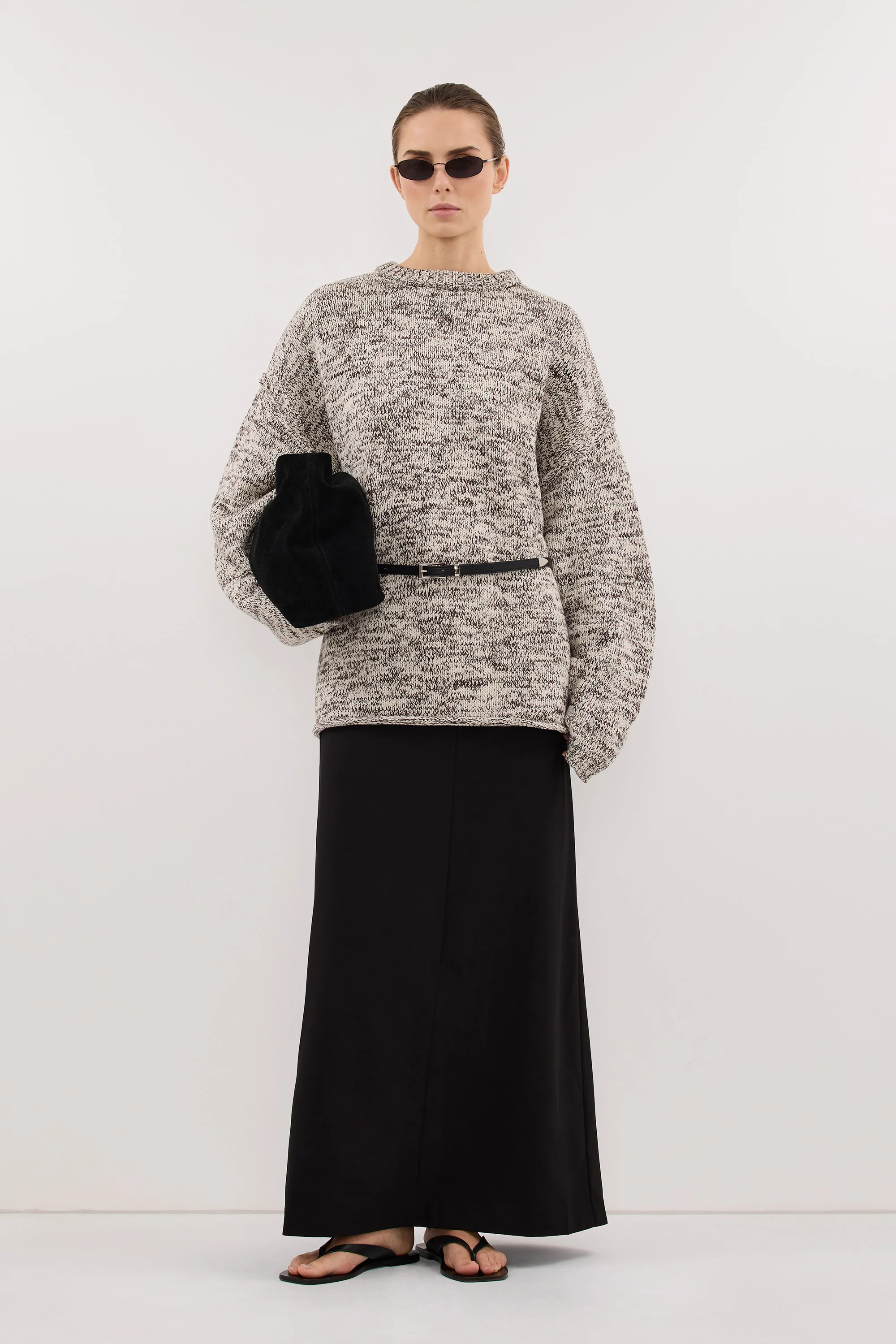 JETT CHOC MARLE LONGLINE KNIT JUMPER - Image 3