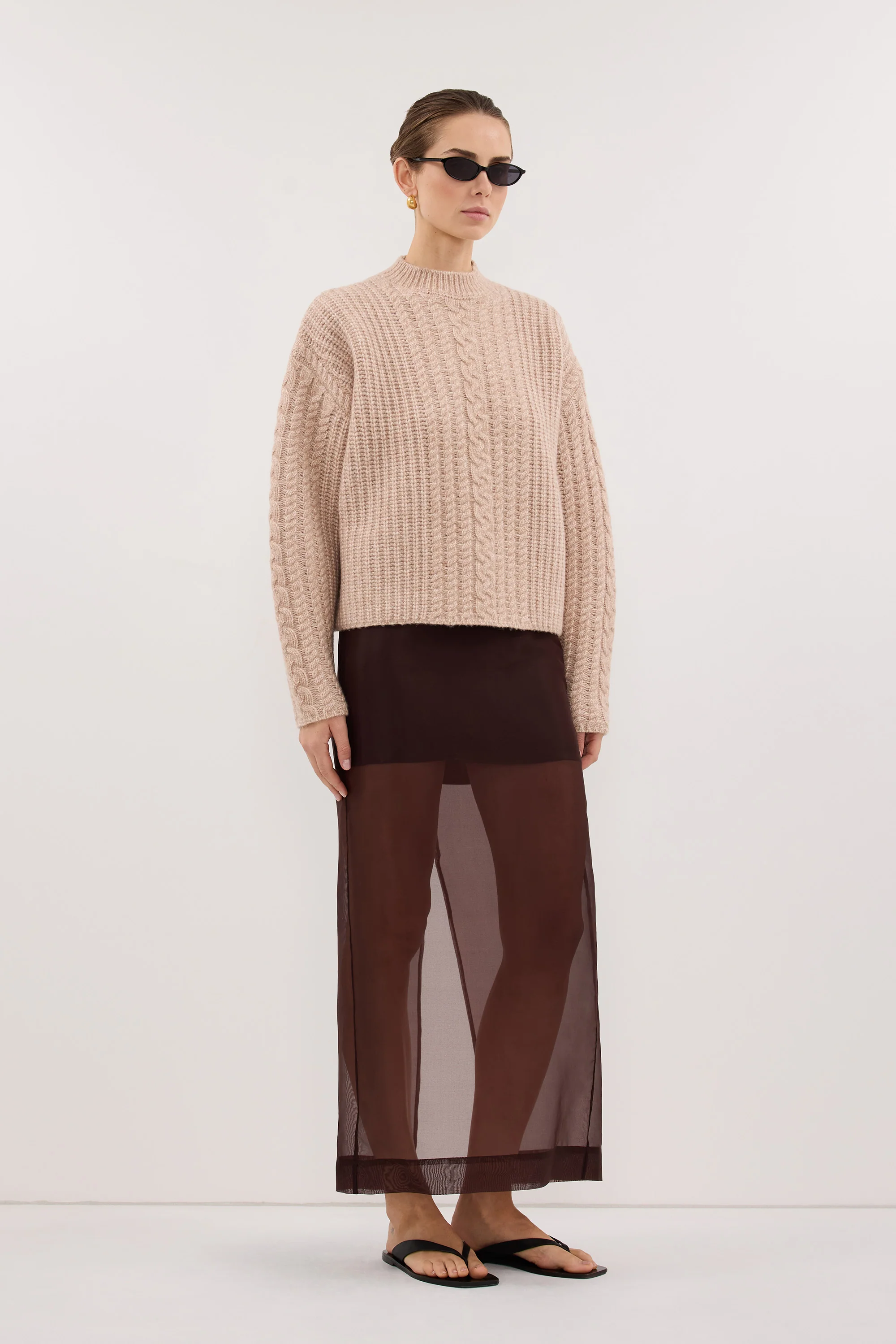 JOLIE OAT CABLE KNIT SWEATER - Image 3