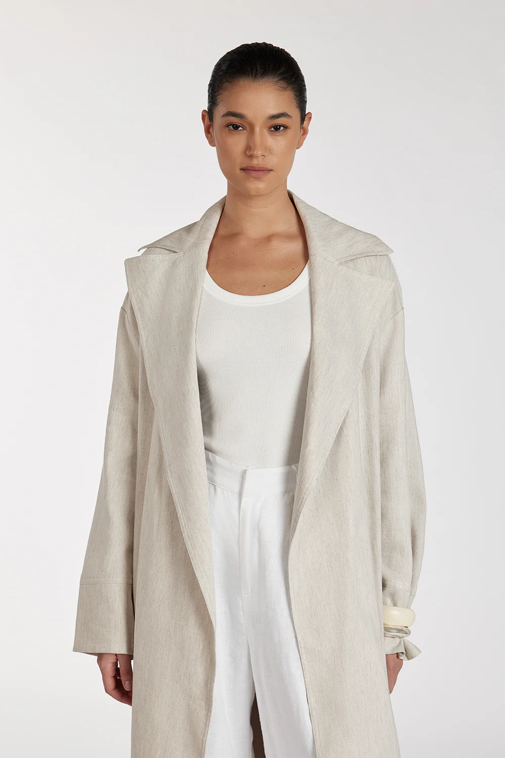 JOSEPHINA NATURAL LINEN BLEND TRENCH COAT - Image 2