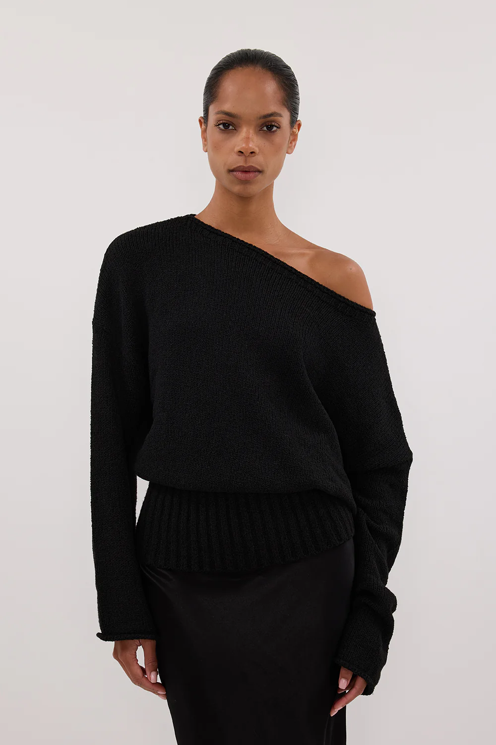 JULES BLACK LONG SLEEVE KNIT TOP - Image 2