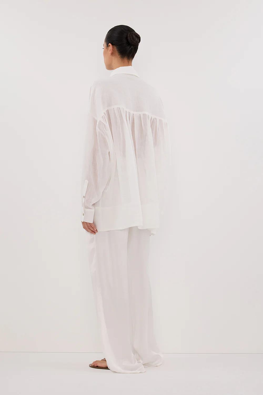 KAI WHITE OVERSIZED RAMIE LONG SLEEVE SHIRT - Image 4