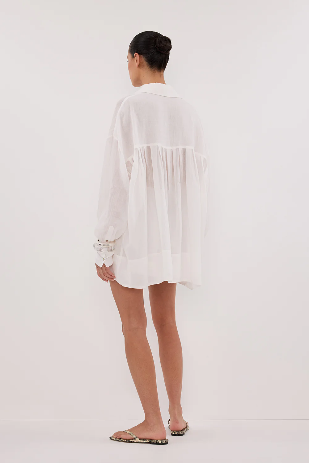 KAI WHITE OVERSIZED RAMIE LONG SLEEVE SHIRT - Image 7