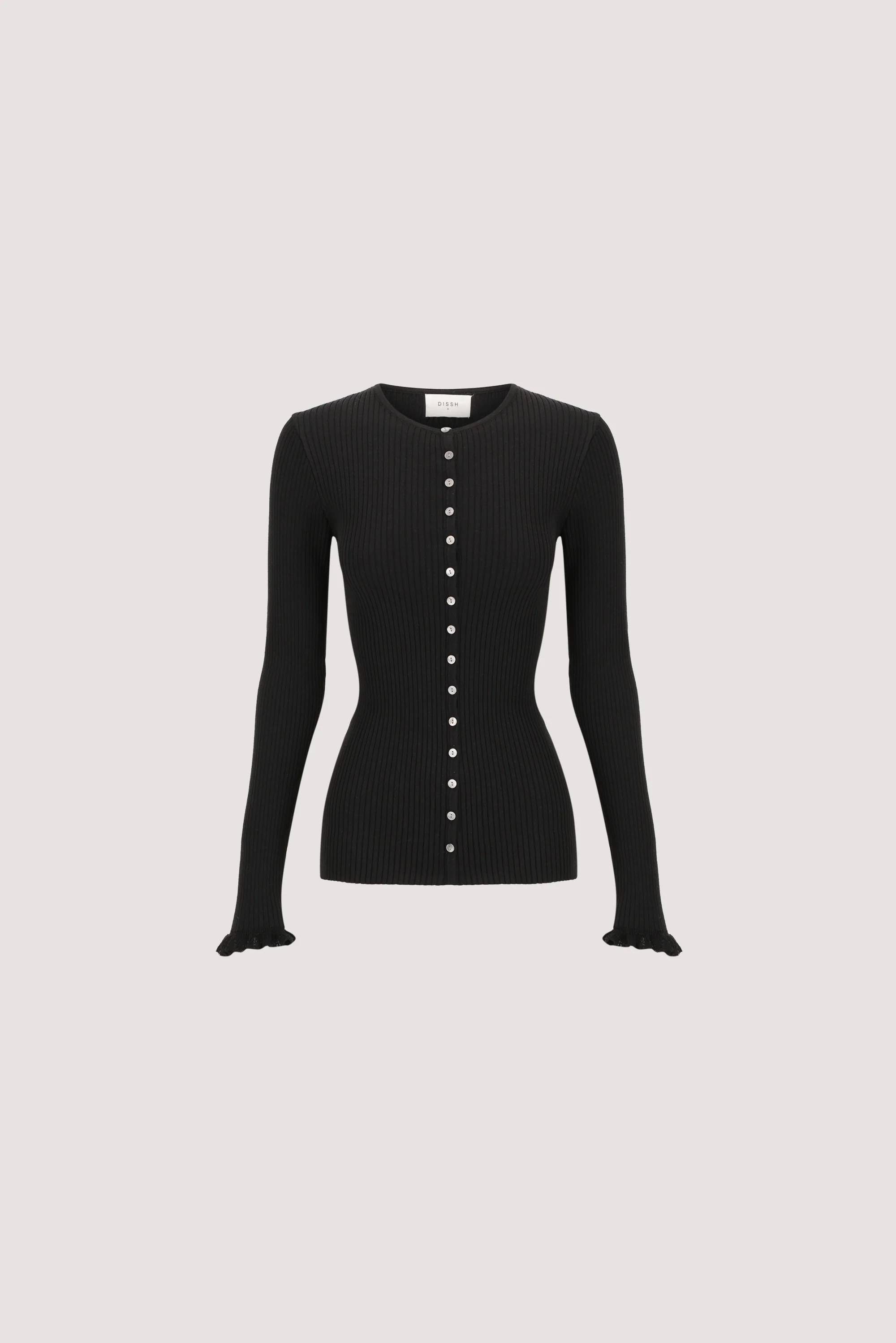 KAIA BLACK RUFFLE KNIT CARDIGAN - Image 8