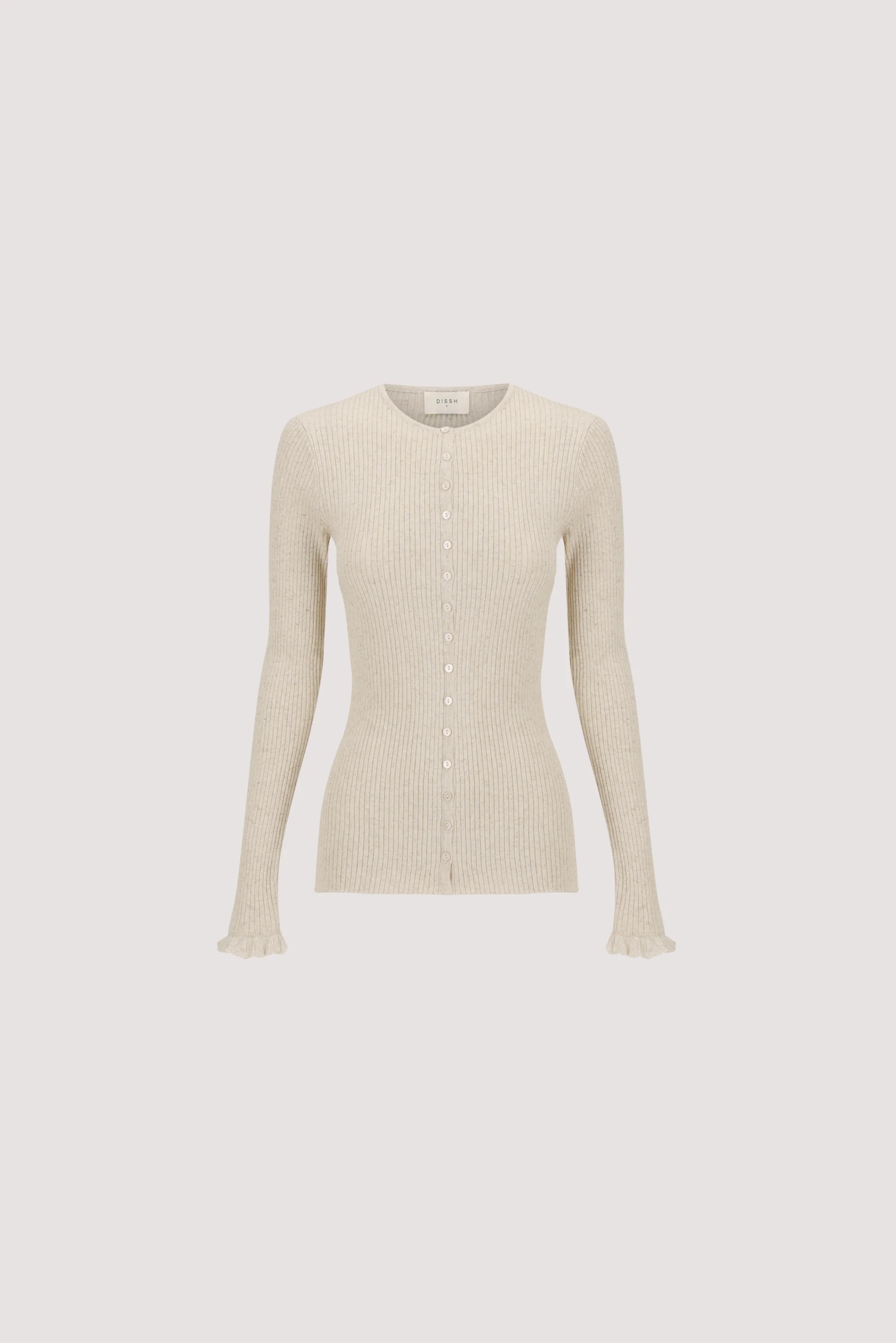 KAIA NATURAL RUFFLE KNIT CARDIGAN - Image 6