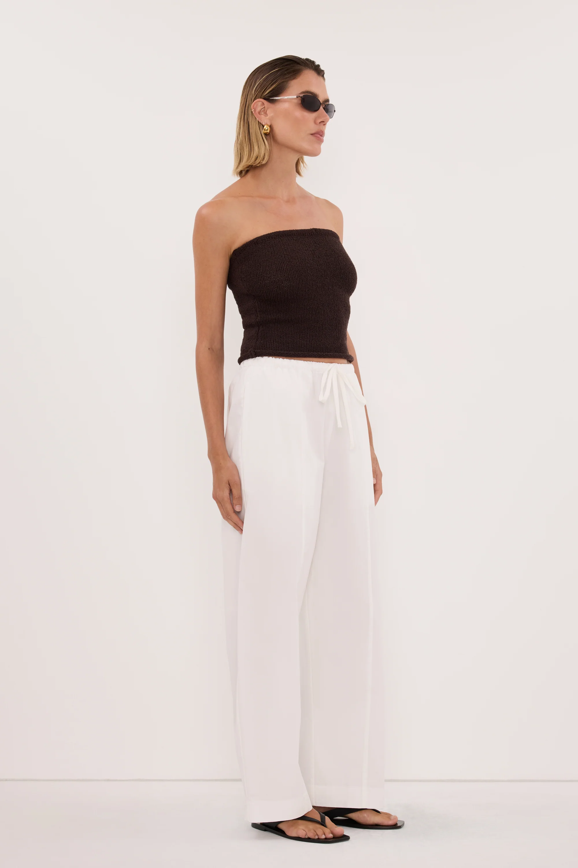 KARA CHOC STRAPLESS BANDEAU KNIT TOP - Image 3