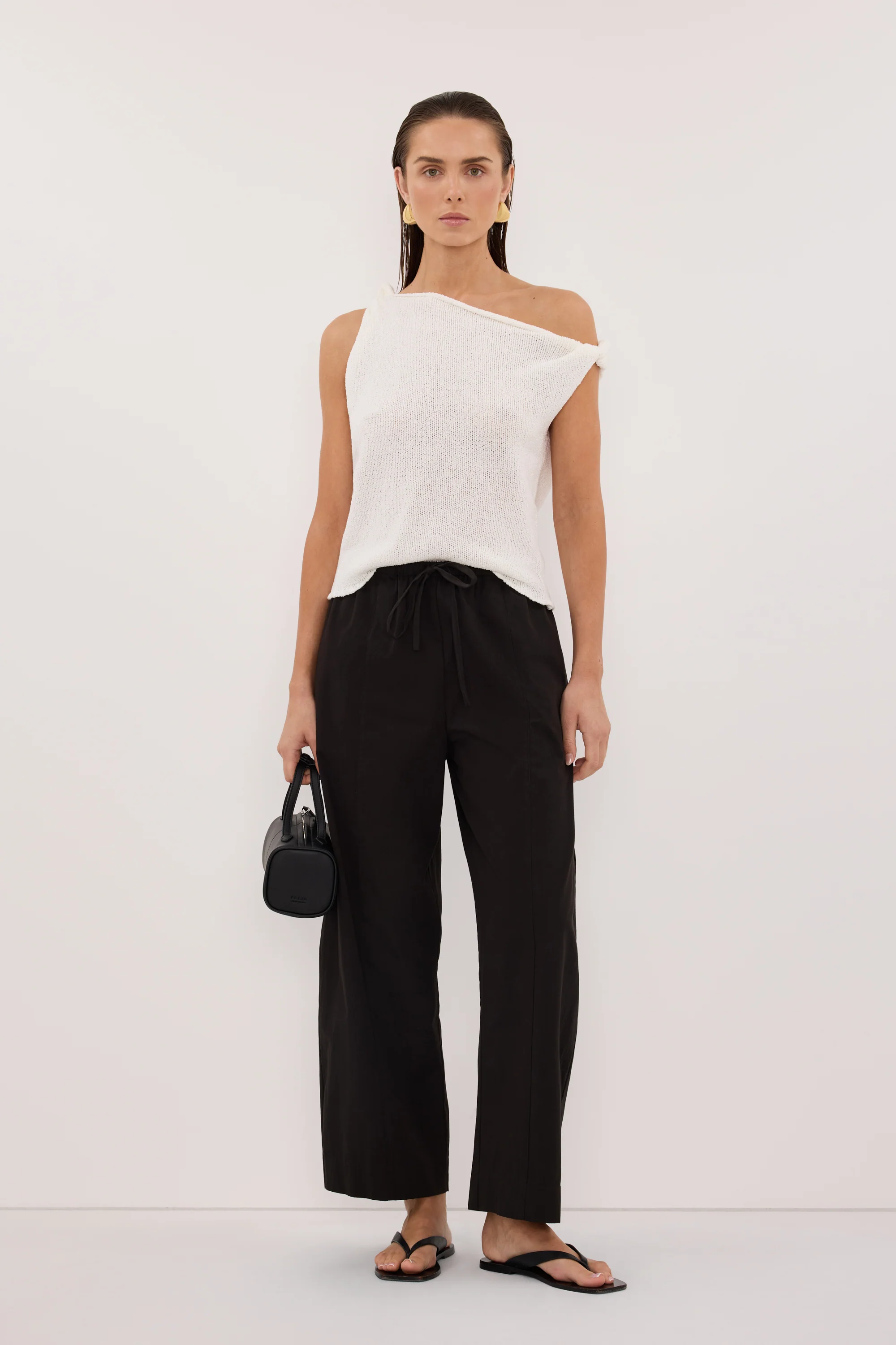 KARA OFF WHITE ASYM KNIT TOP