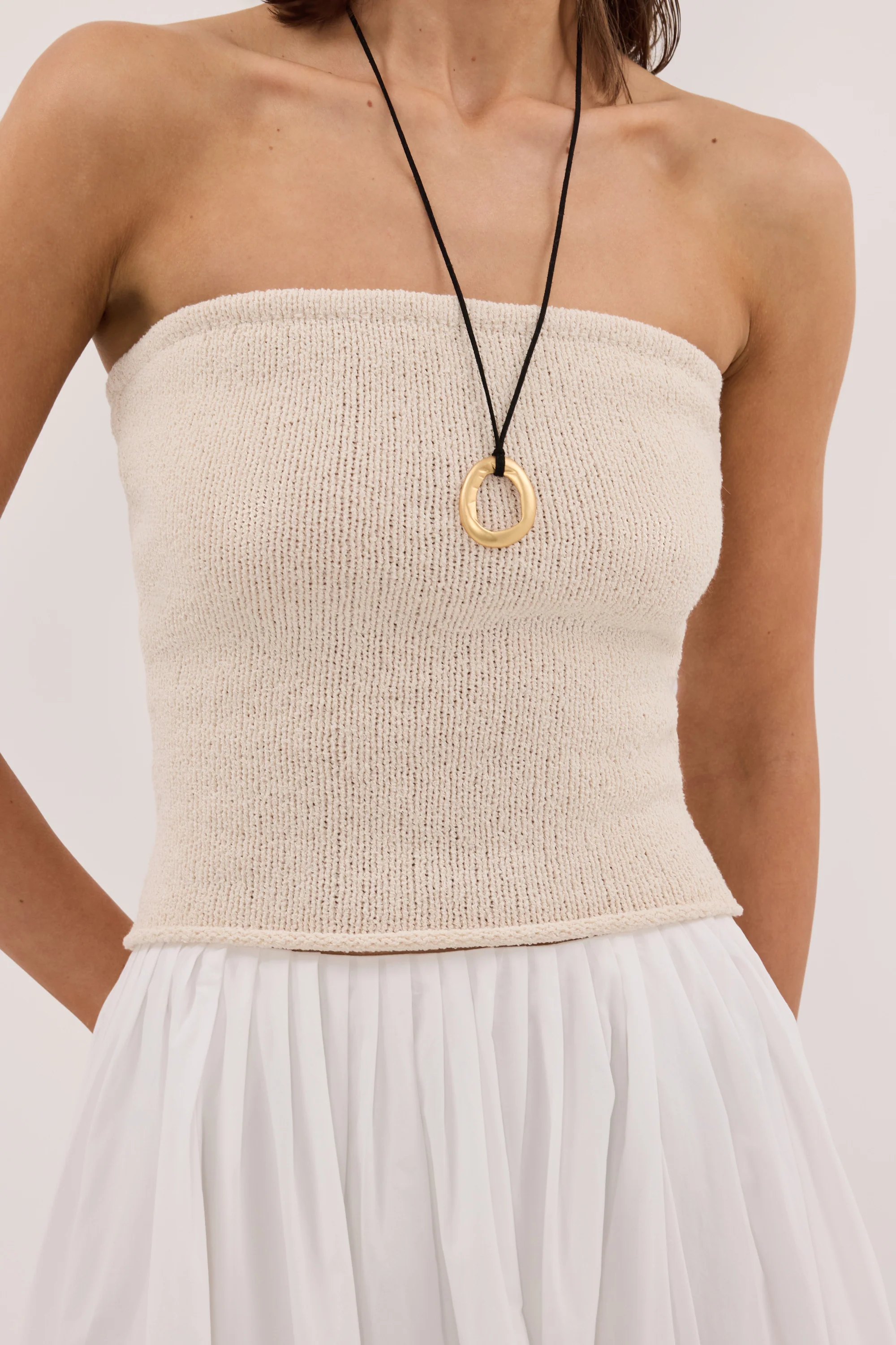 KARA SANDSTONE STRAPLESS BANDEAU KNIT TOP - Image 5