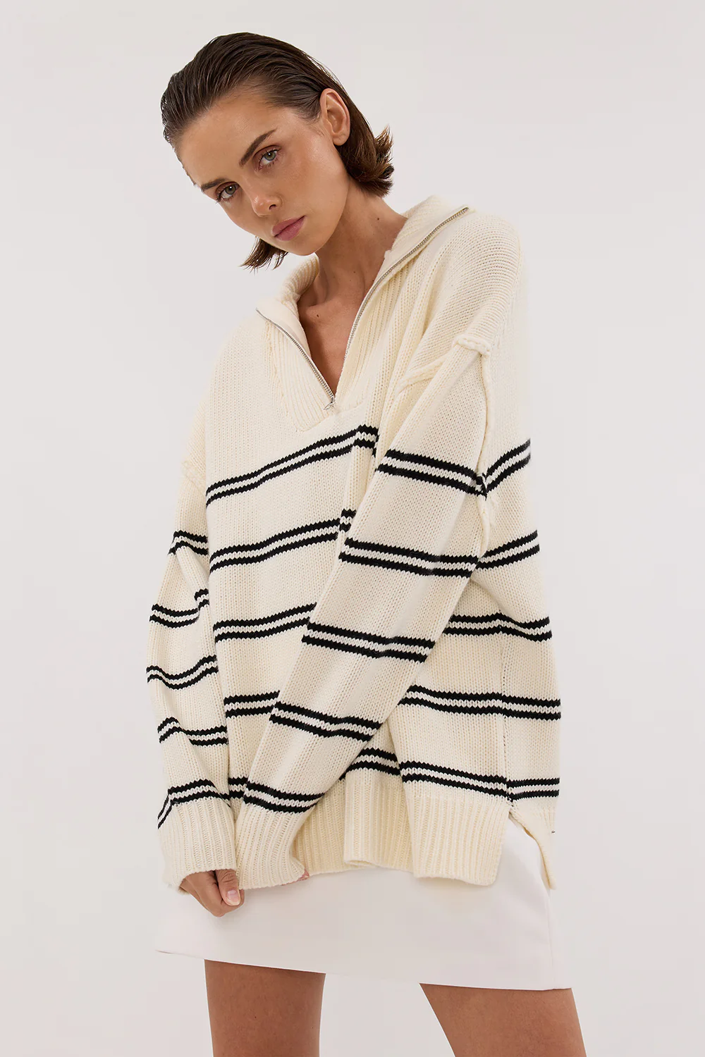KATE CREAM STRIPE KNIT JUMPER - Image 2