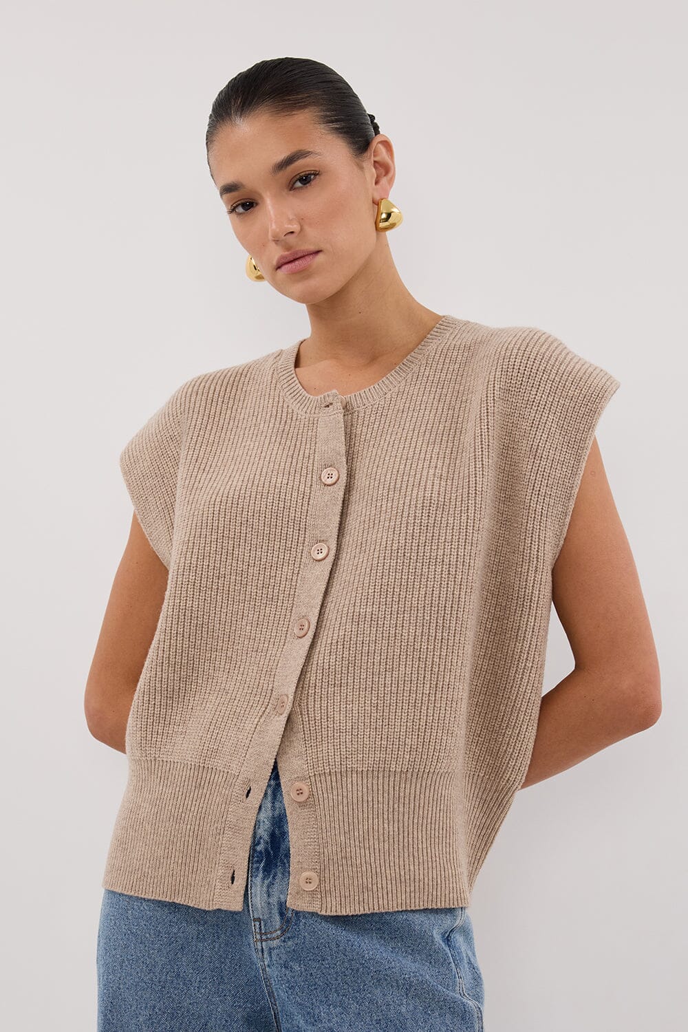 KATE OAT MARLE KNIT VEST - Image 2