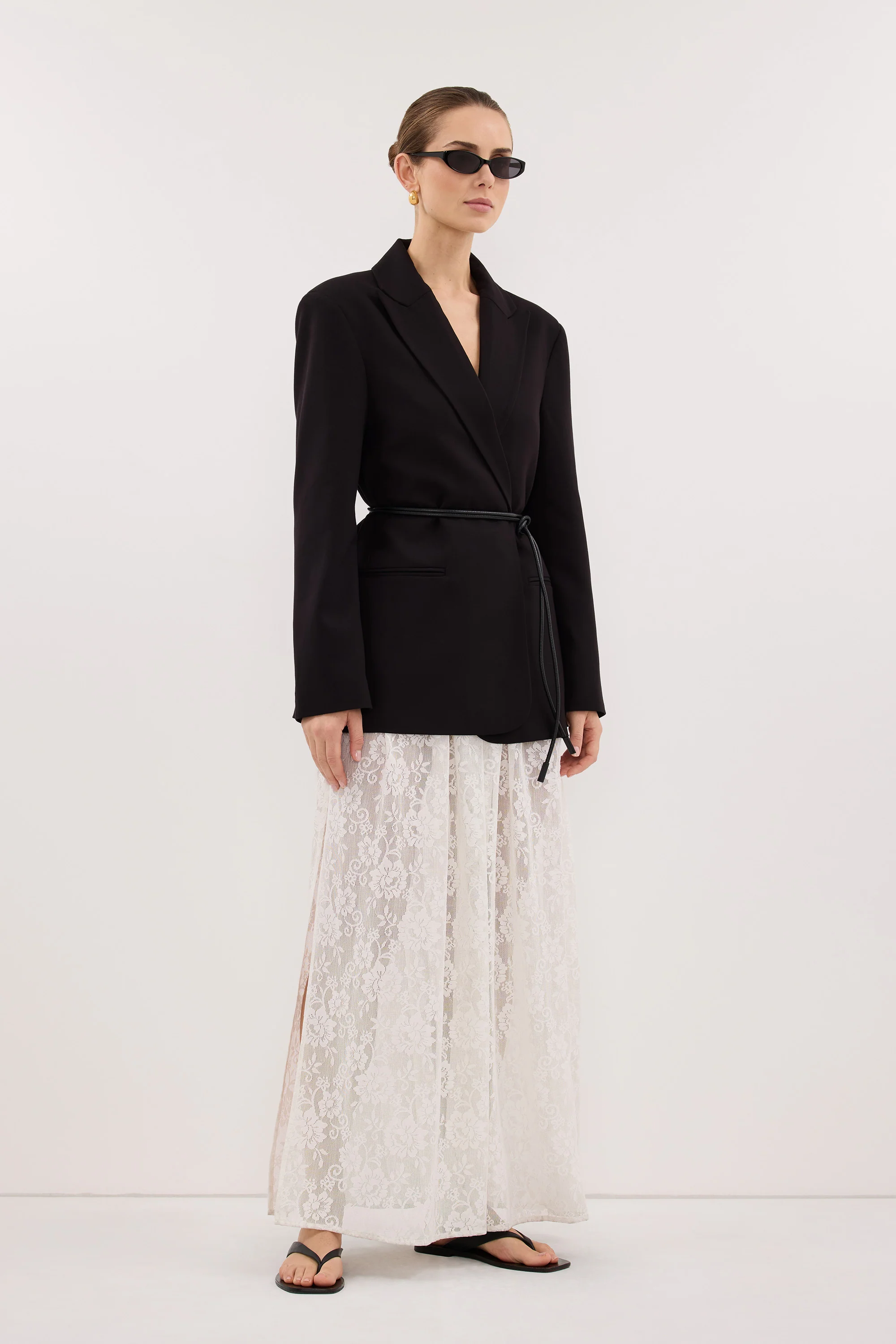 KEATON BLACK SLIM LONGLINE BLAZER - Image 3