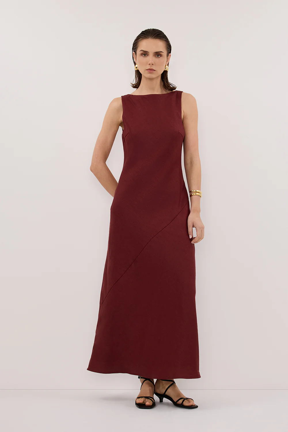 LACY SAHARA SLEEVELESS LINEN MIDI DRESS
