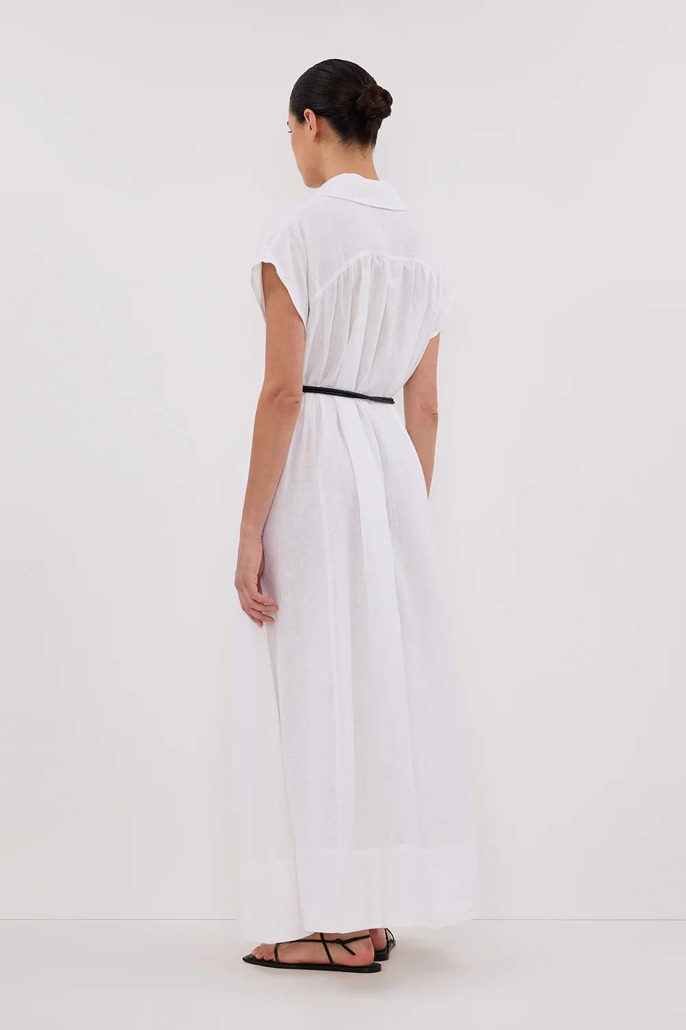 LANA WHITE LINEN MIDI SHIRT DRESS - Image 4