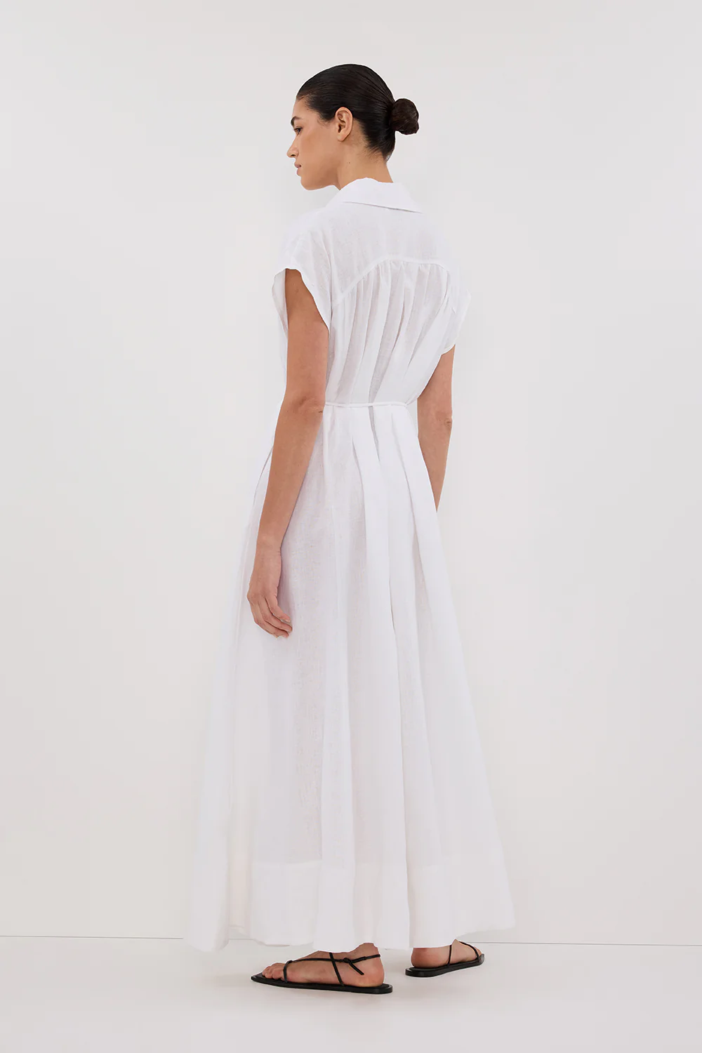 LANA WHITE LINEN MIDI SHIRT DRESS - Image 6